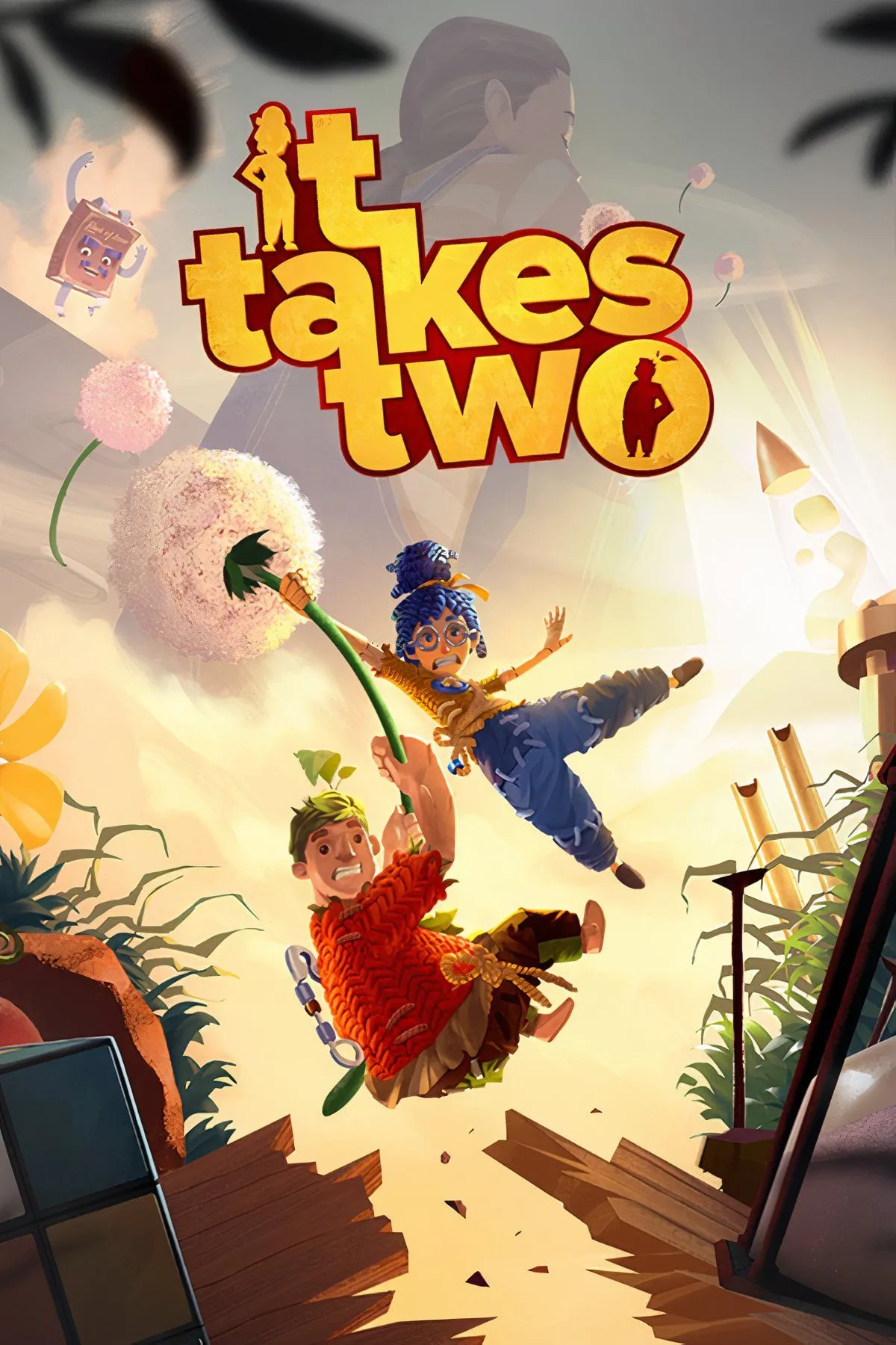 Ảnh cắt ghép nhiều cảnh trong game co-op It Takes Two, thể hiện sự đa dạng môi trường và nhân vật.