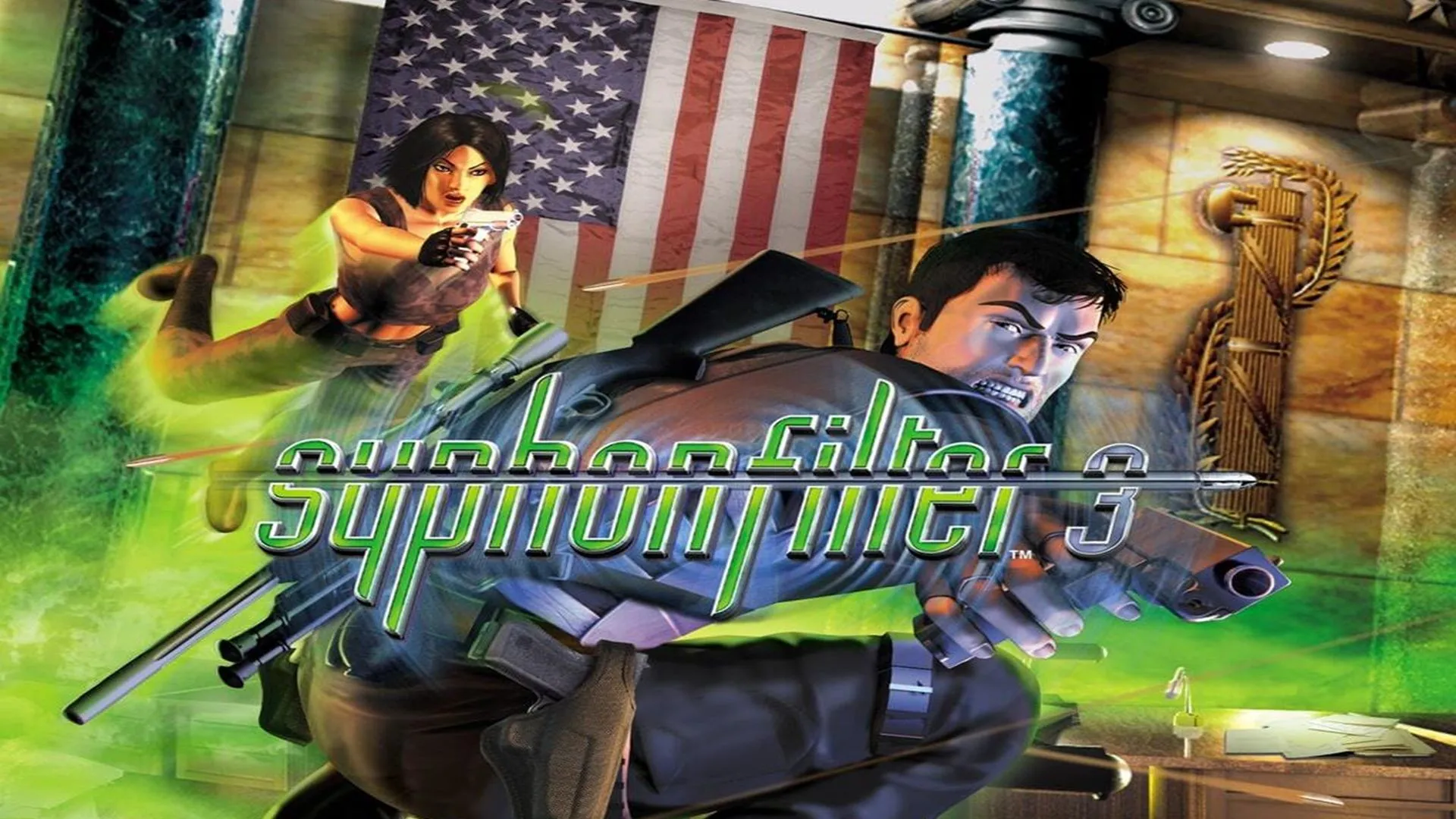 Bìa hộp game Syphon Filter 3 PS1 bản gốc trước sự kiện 11/9