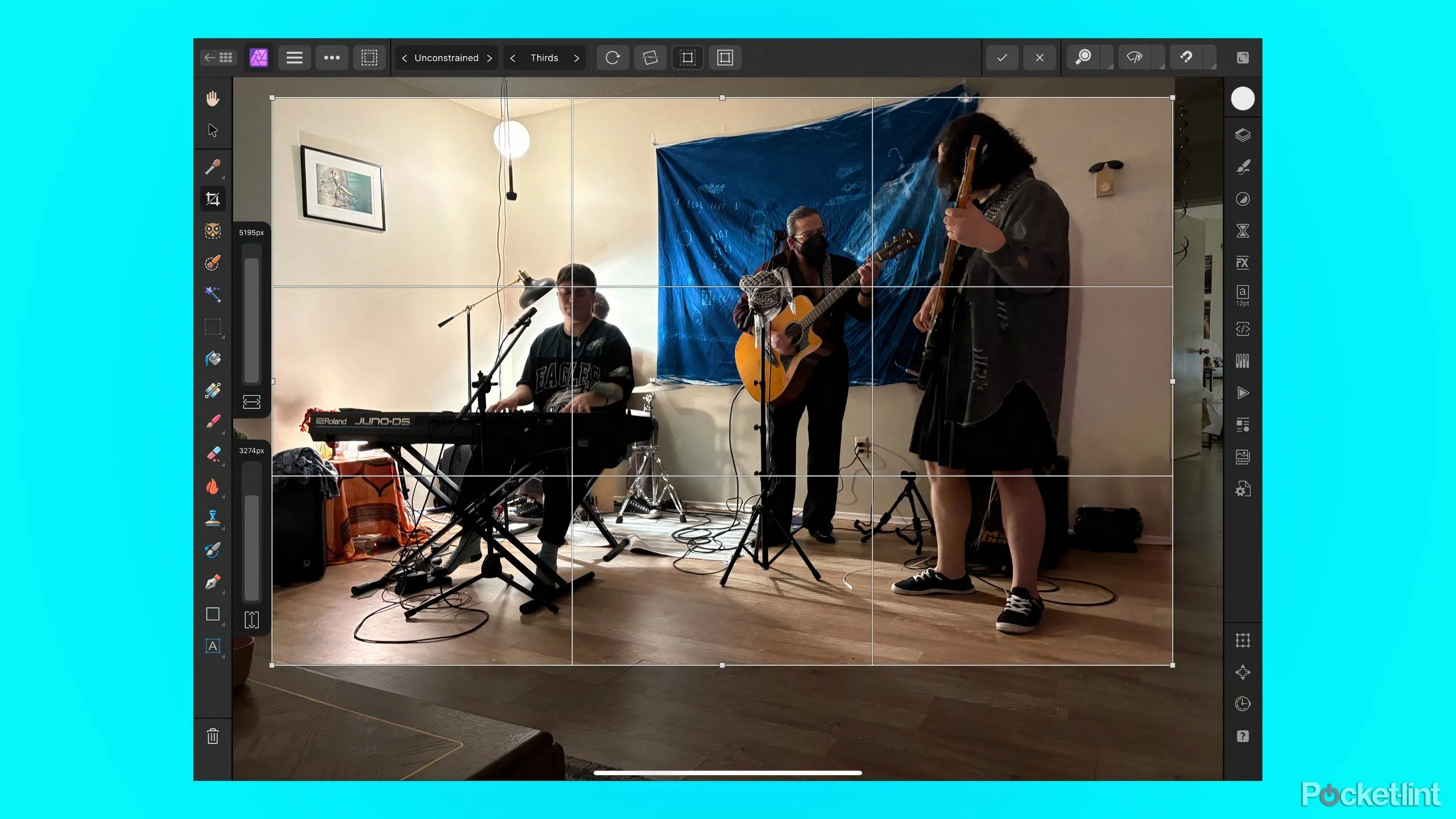 Giao diện Affinity Photo minh họa công cụ cắt ảnh
