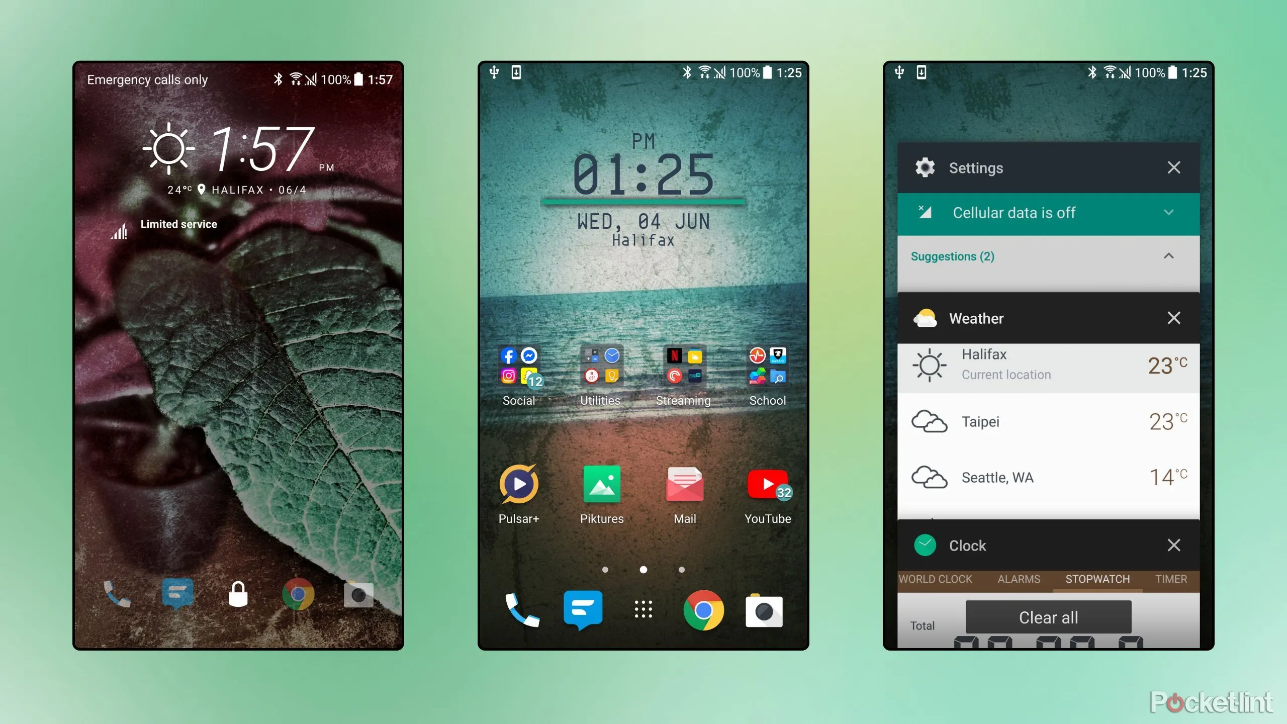 Giao diện HTC Sense trên điện thoại HTC 10, hiển thị màn hình chính và các ứng dụng