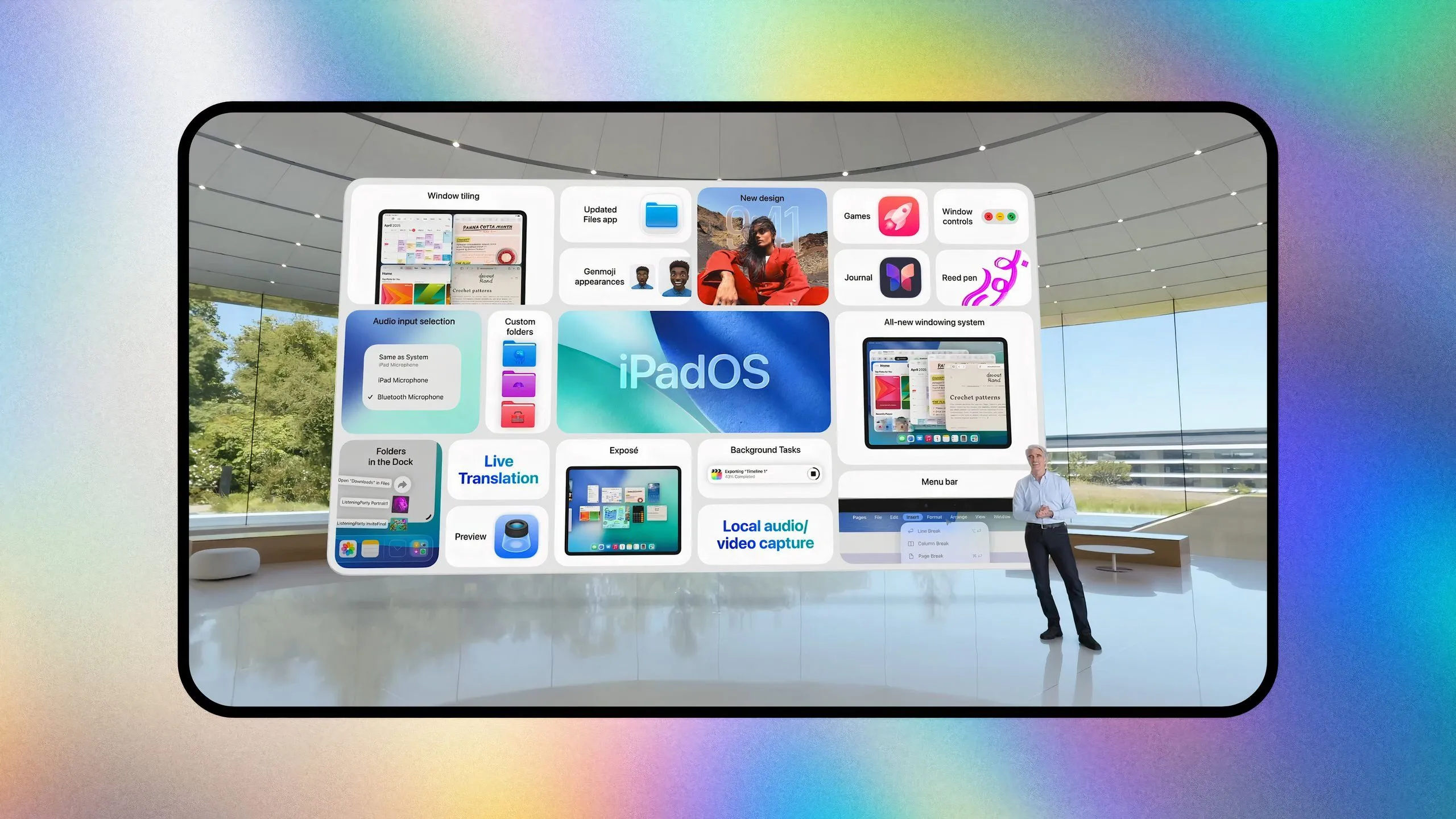 Giao diện iPadOS 26 với các tính năng quản lý cửa sổ giống macOS, ra mắt tại WWDC 2025