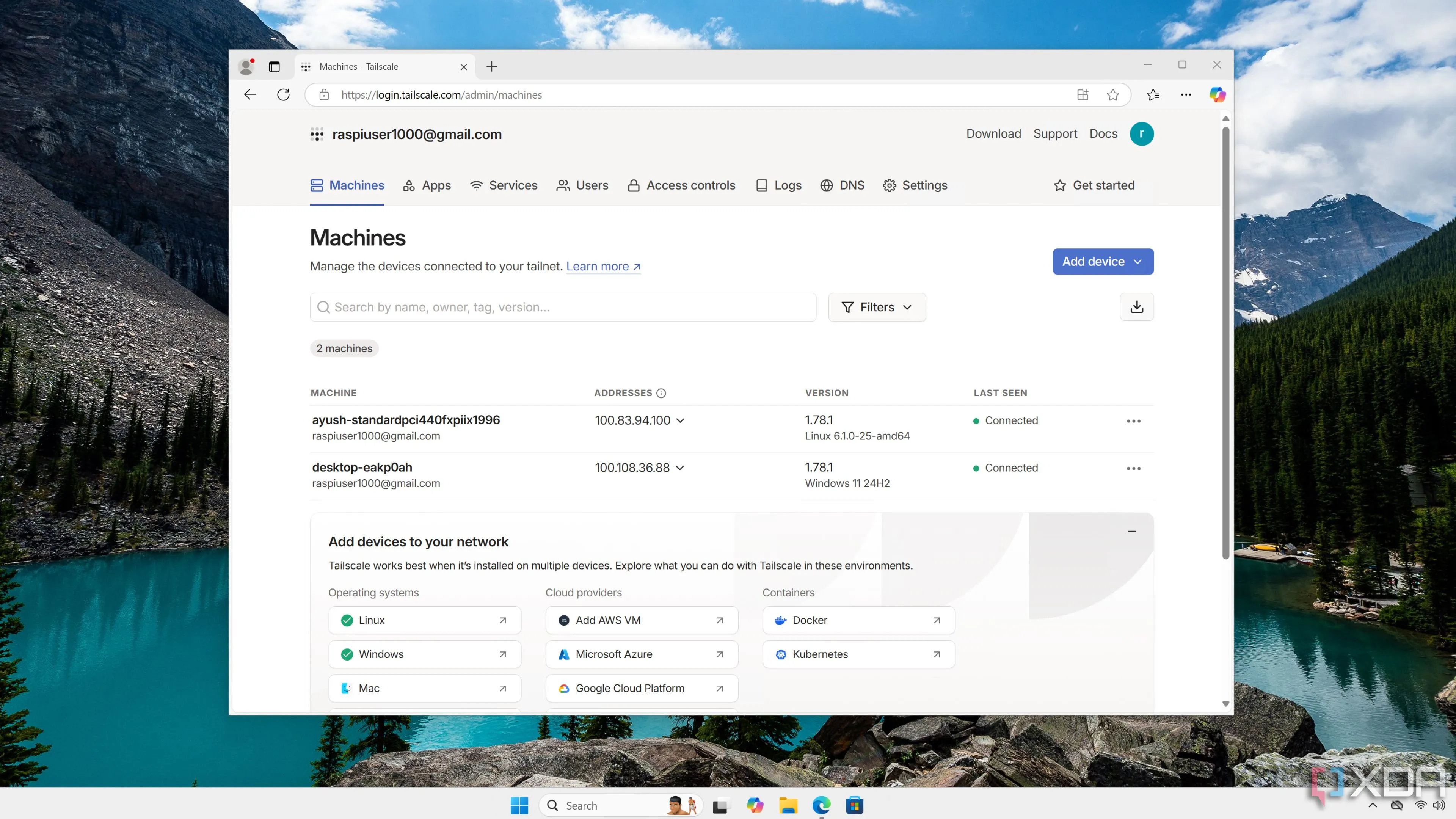 Giao diện người dùng web của Tailscale