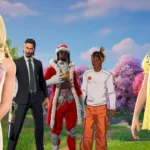 Hình ảnh các nhân vật nổi tiếng như Sabrina Carpenter, Keanu Reeves, Snoop Dogg, Juice Wrld xuất hiện trong game Fortnite với skin đặc trưng, thể hiện sự đa dạng của tựa game battle royale này.