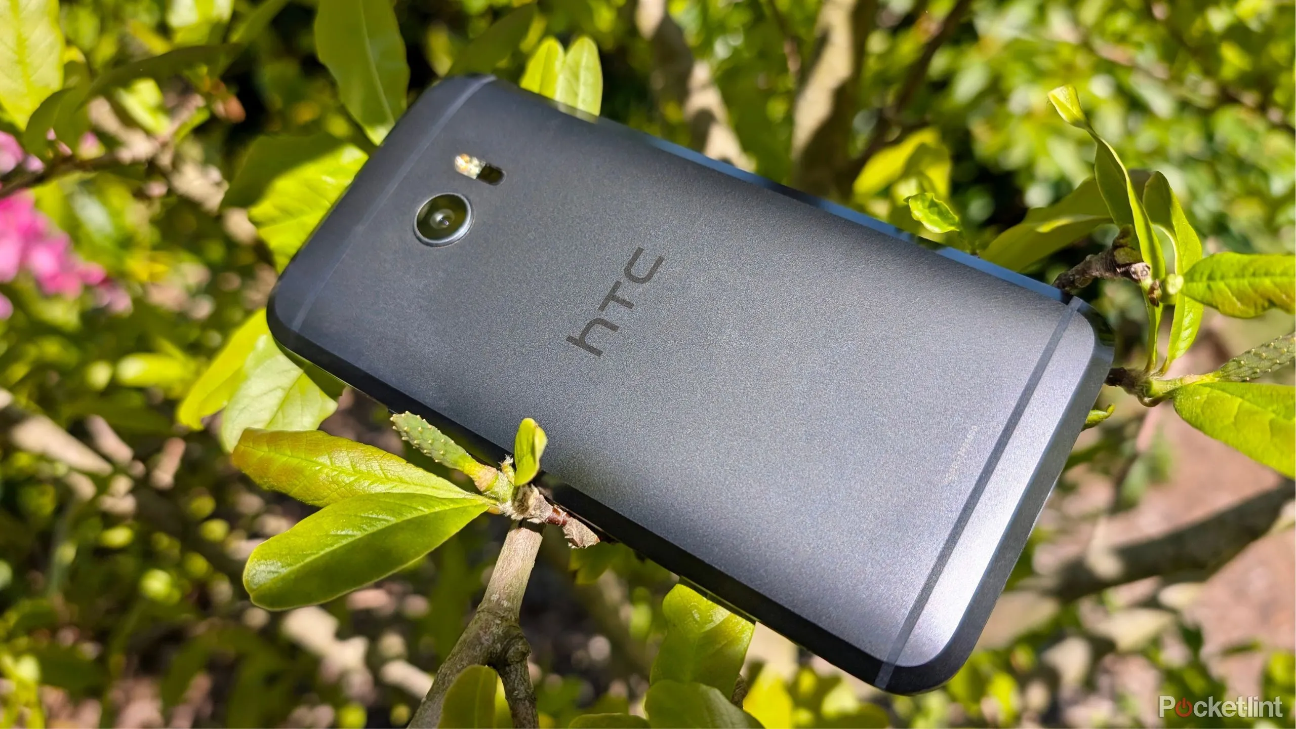 Hình ảnh điện thoại HTC 10 đặt trên bề mặt, làm nổi bật thiết kế và kích thước nhỏ gọn so với hiện nay