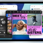Hình ảnh minh họa hệ thống cửa sổ mới trên iPadOS 26, cho thấy khả năng thay đổi kích thước và di chuyển cửa sổ ứng dụng.