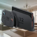 Máy chơi game Nintendo Switch 2 đặt trong dock kèm tay cầm Joy-Con 2