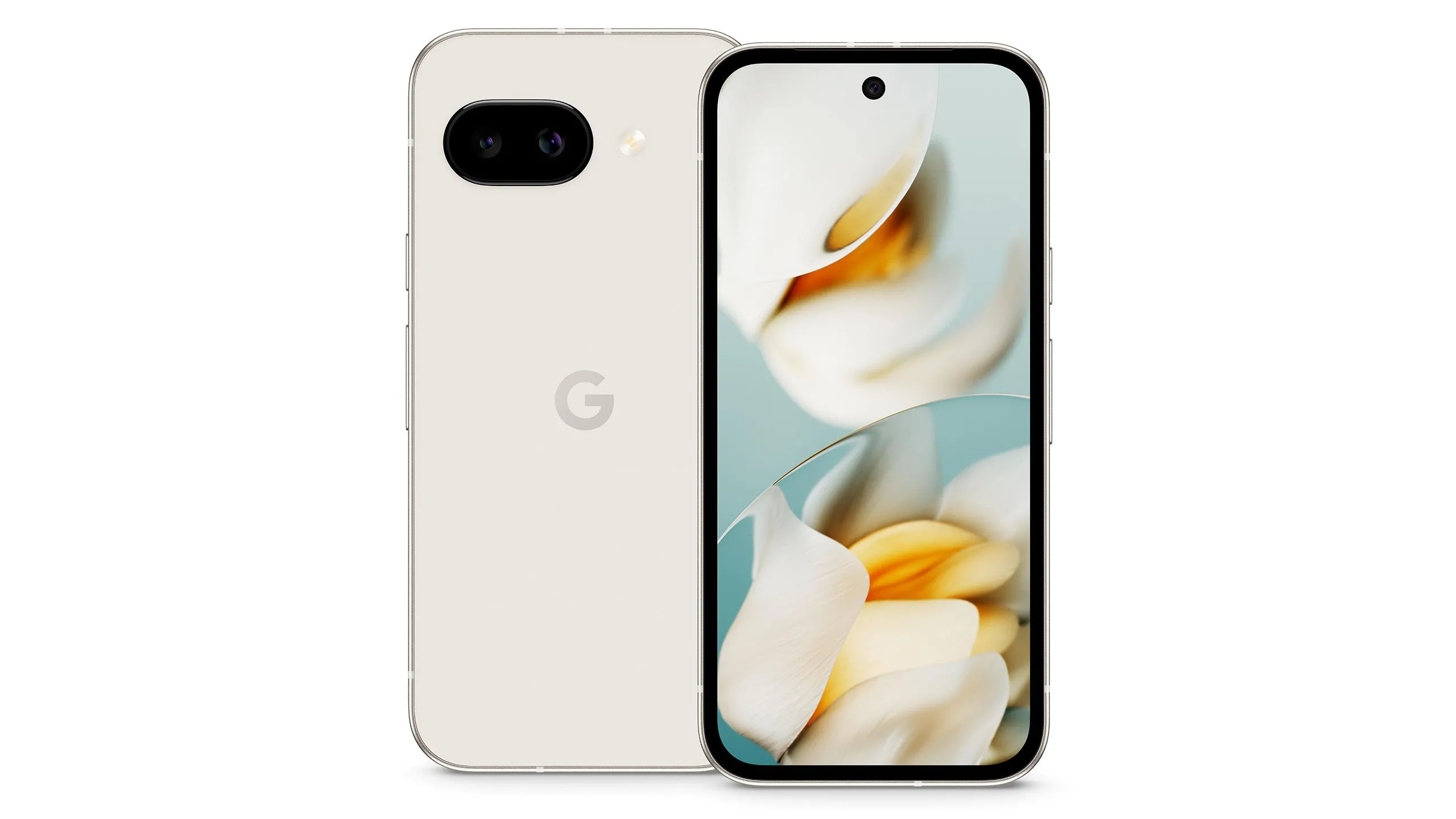Mô tả ảnh Google Pixel 9a màu xanh tím (iris) trên nền trắng, làm nổi bật thiết kế mặt lưng và cụm camera.