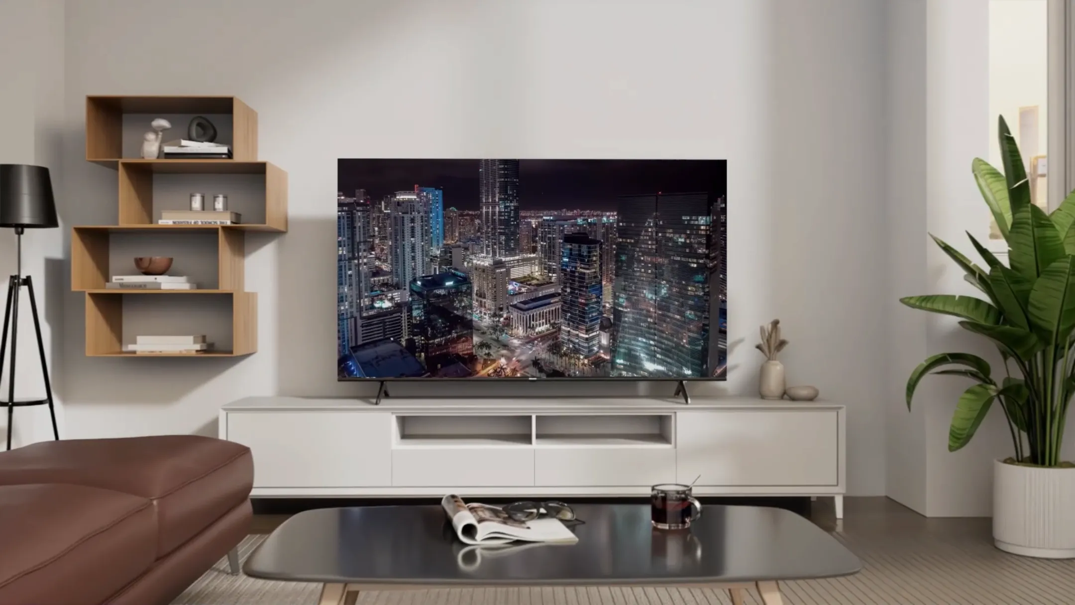 Smart TV Hisense QD7 màn hình lớn 75 inch trong phòng khách hiện đại