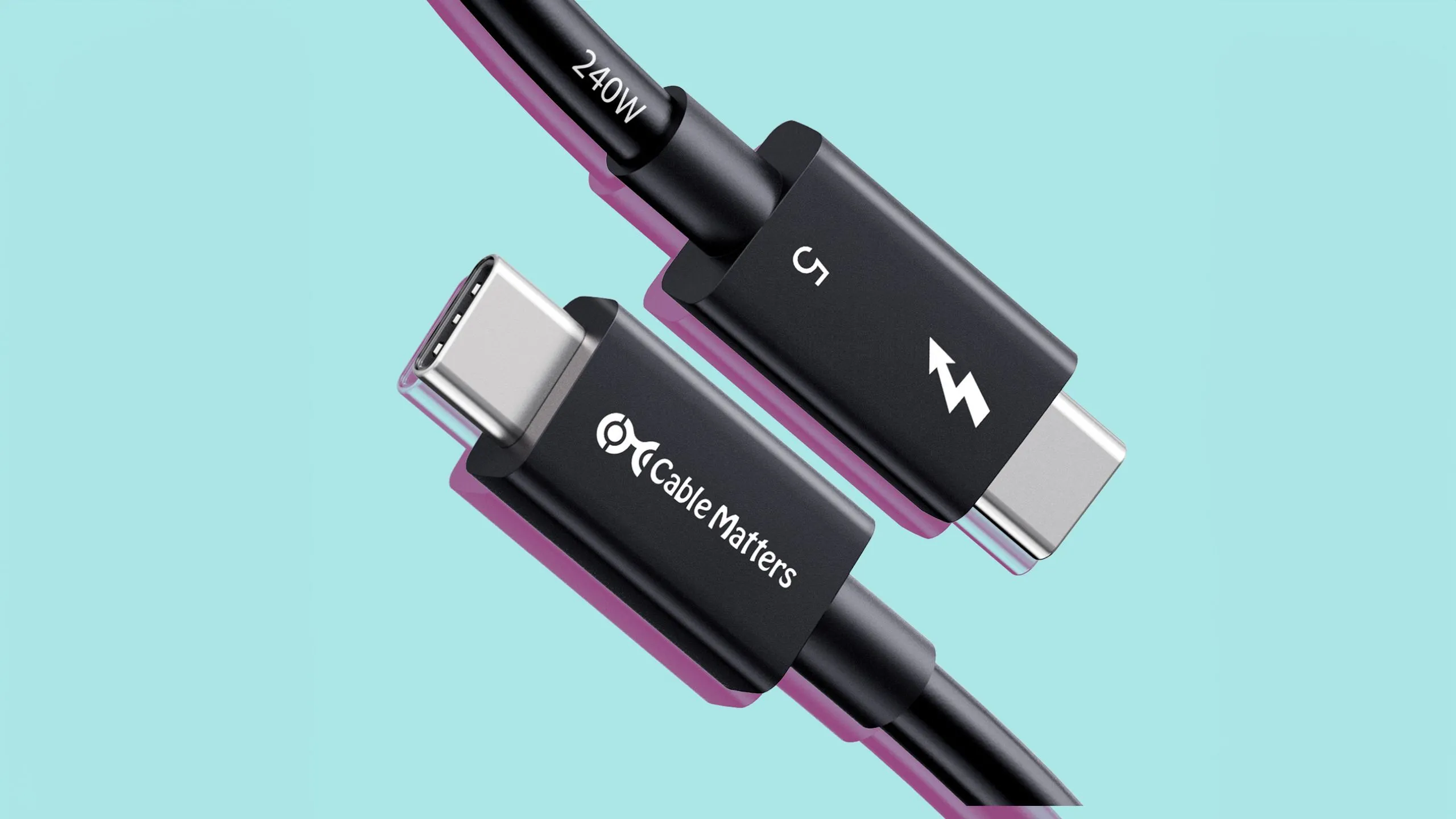 Sợi cáp Thunderbolt 5 màu đen.