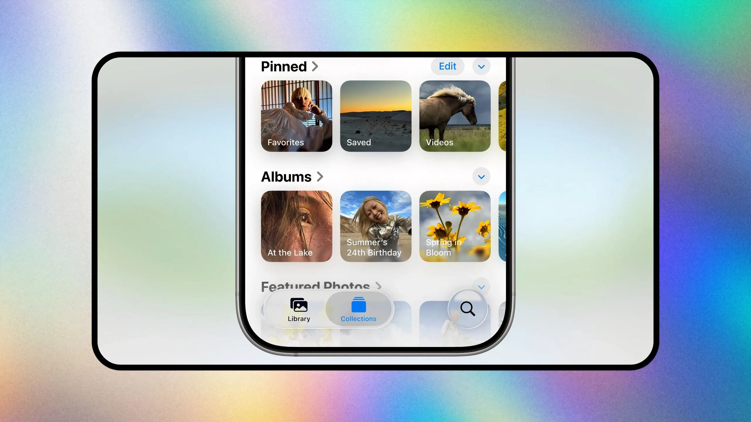 Ứng dụng Ảnh trên iOS 26 với tab Bộ sưu tập (Collections) được đưa trở lại