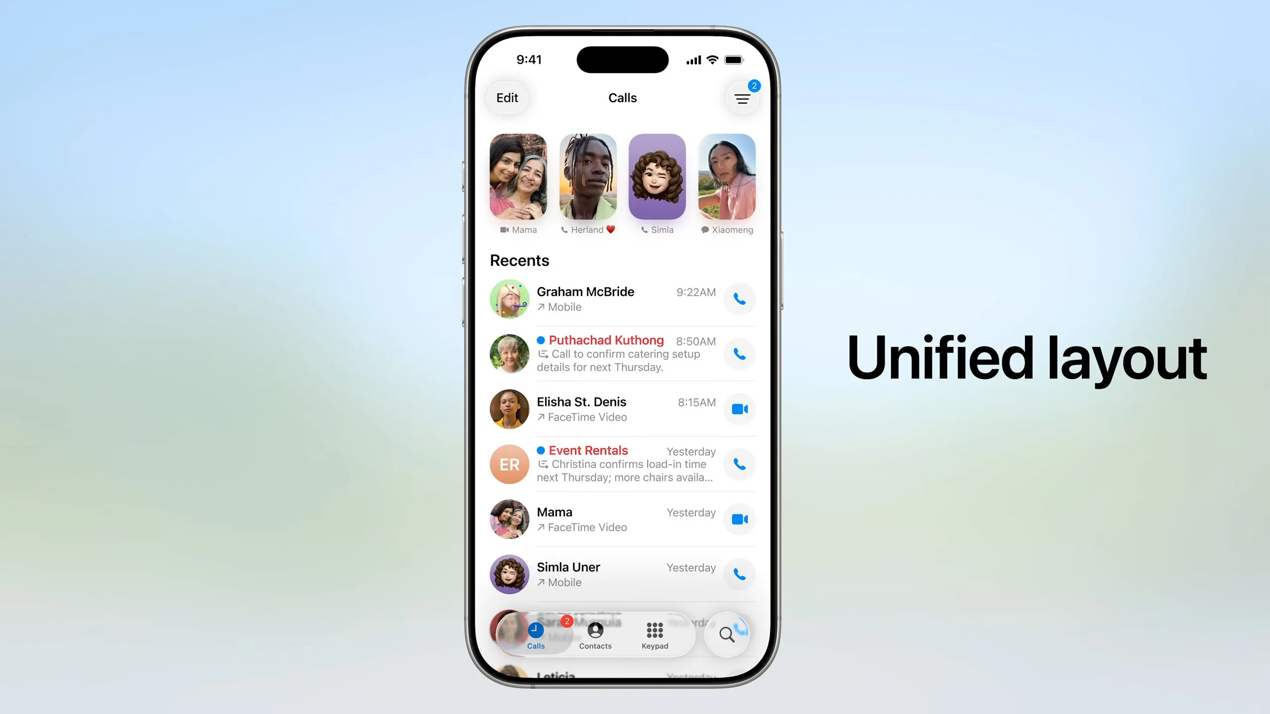 Ứng dụng Phone (Điện thoại) được thiết kế lại trong bản cập nhật iOS 26