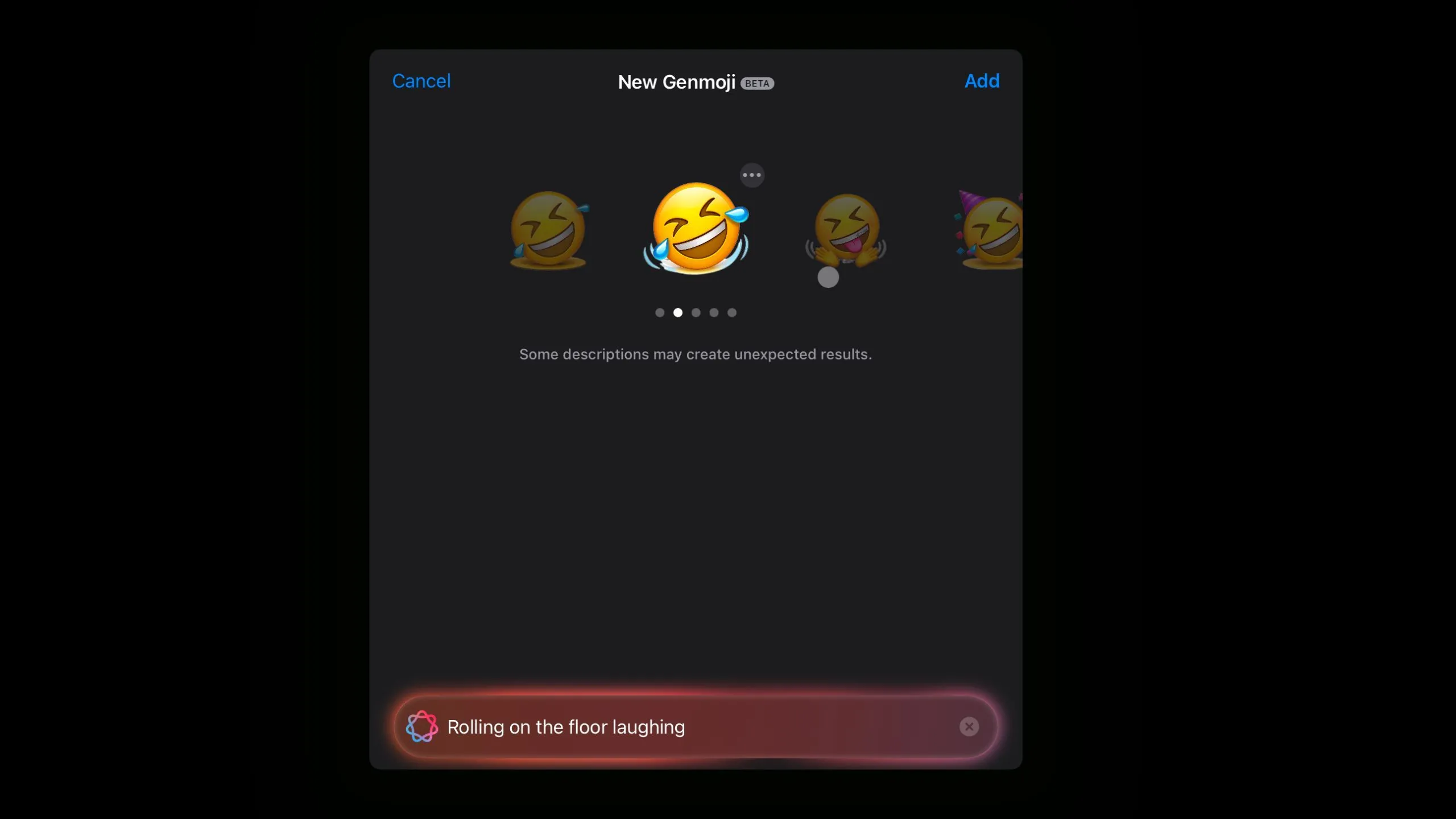 Emoji &quot;cười lăn lộn&quot; được tạo bởi Genmoji với phong cách khác lạ