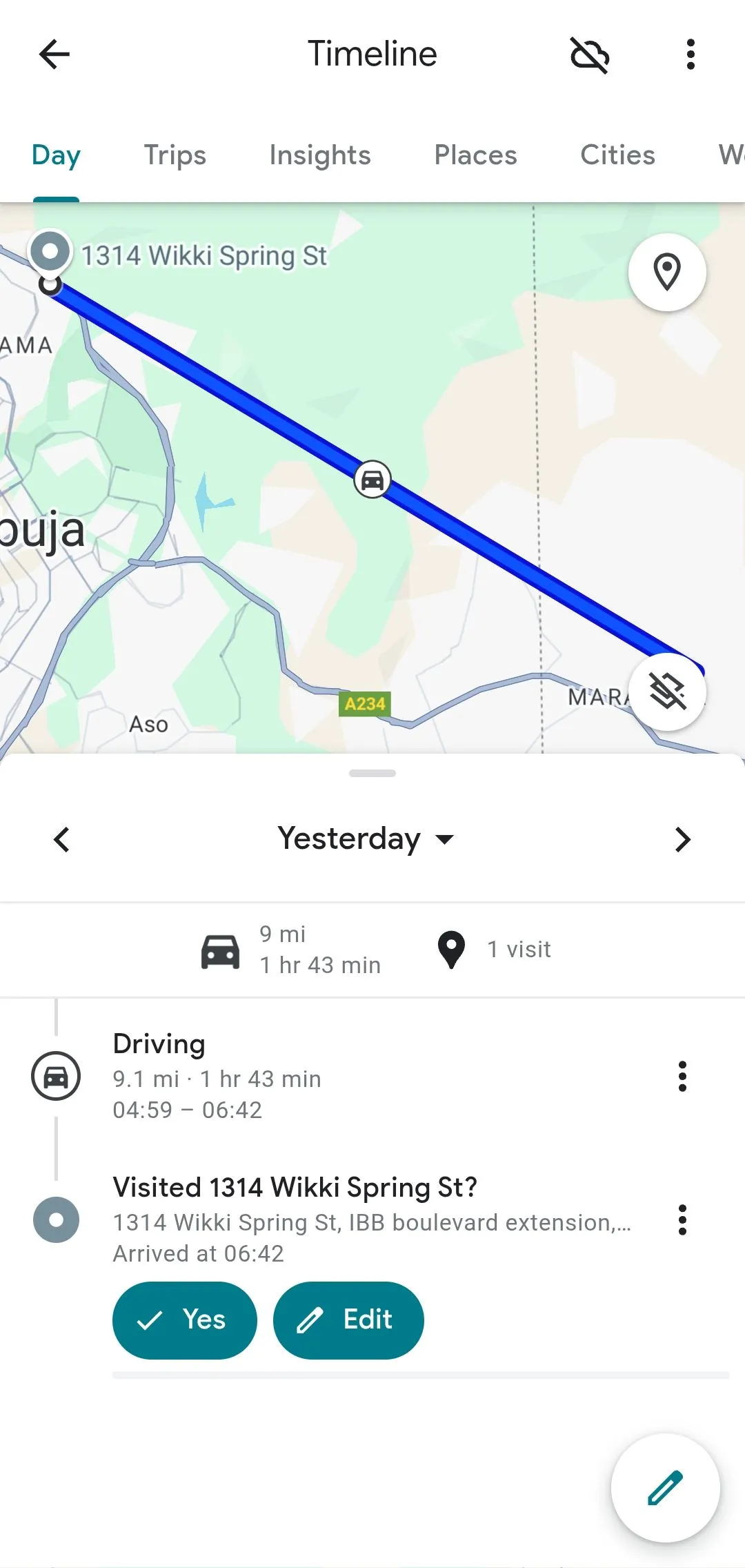 Ghi lại dòng thời gian trên Google Maps