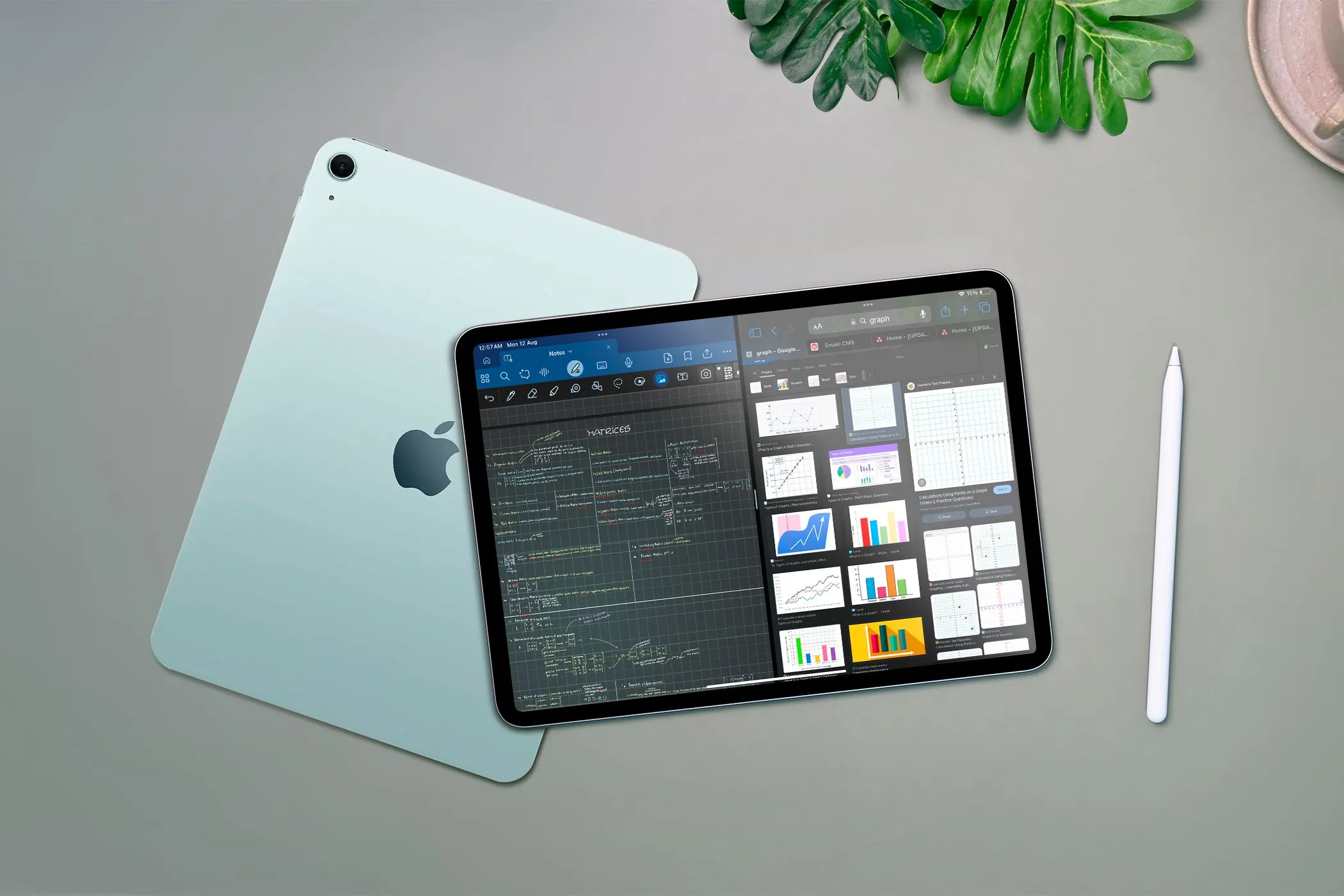 iPad hiển thị hai ứng dụng chia đôi màn hình, cho thấy khả năng đa nhiệm nhưng vẫn còn hạn chế so với laptop.