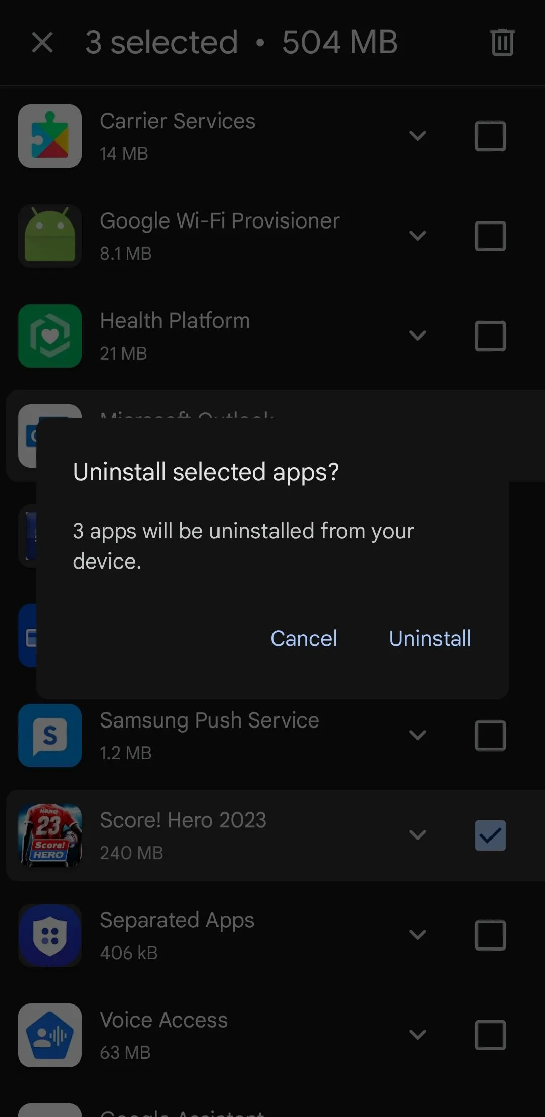 Nhắc nhở gỡ cài đặt ứng dụng trong Play Store