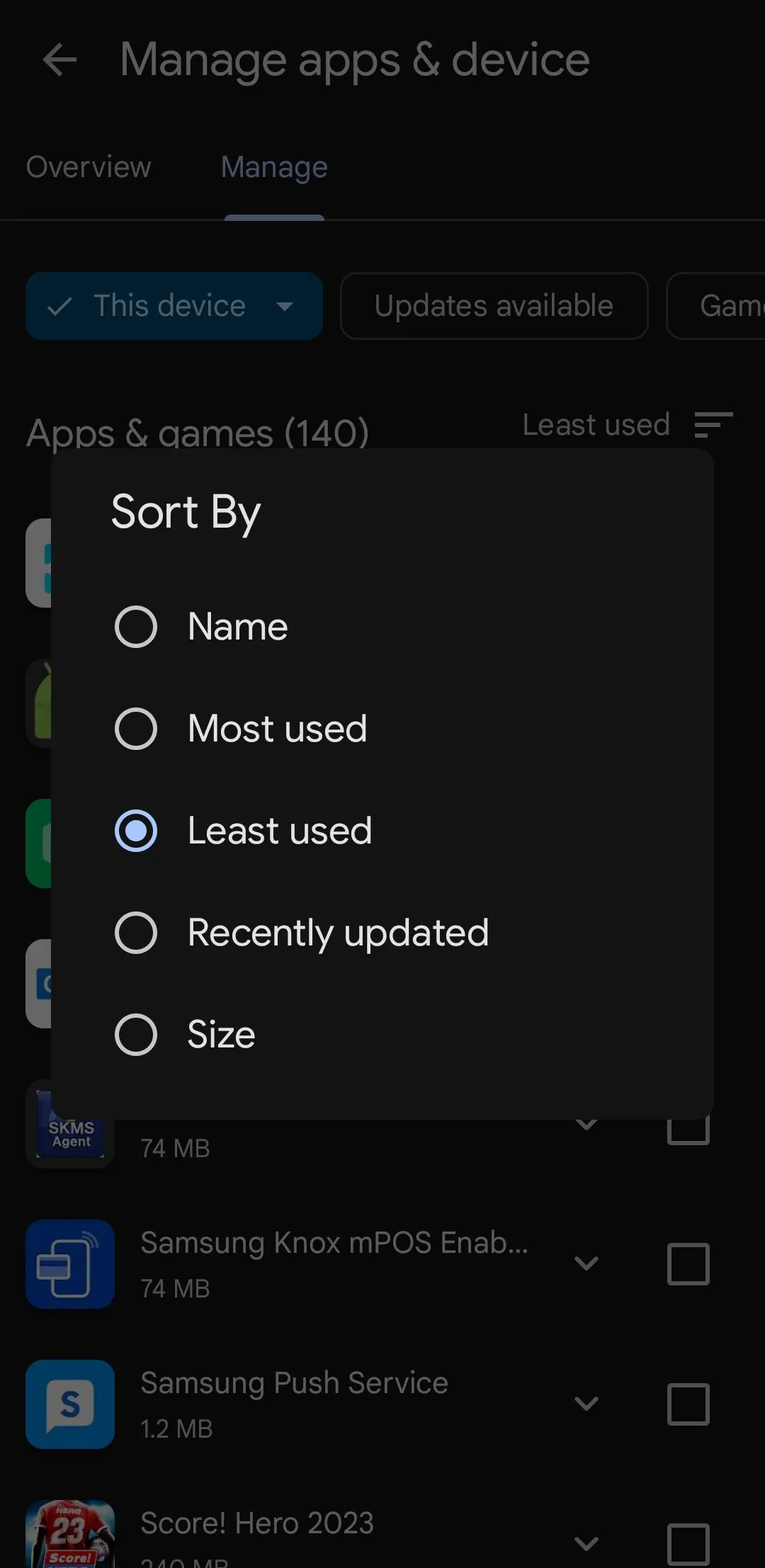 Sắp xếp ứng dụng trong Google Play Store