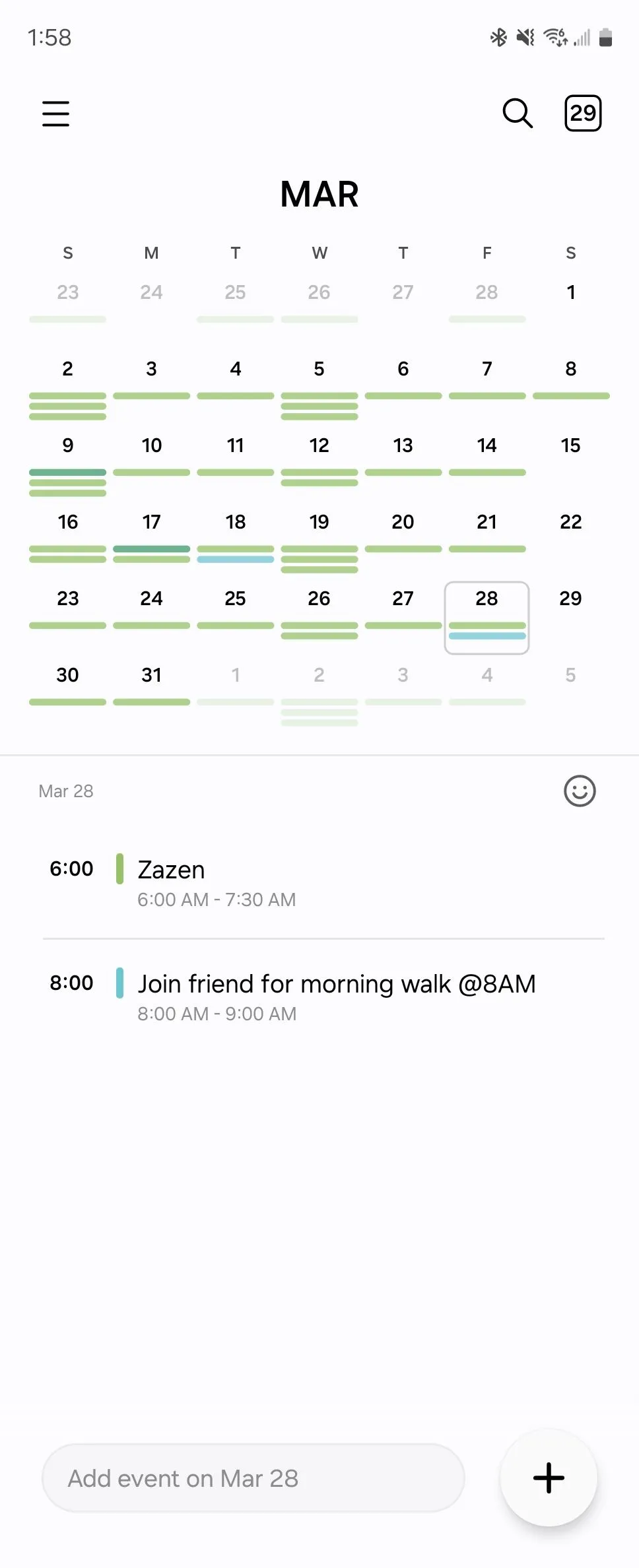 Sự kiện 'Parent Teacher Conference @4PM' đã được tạo tự động trong Lịch Samsung