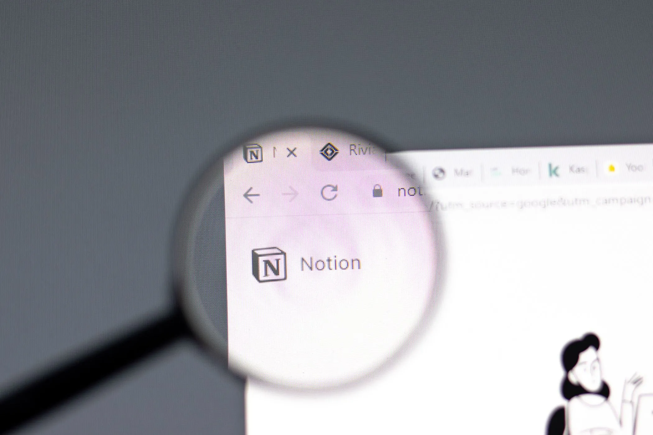 Trang web Notion hiển thị logo Notion trong trình duyệt.