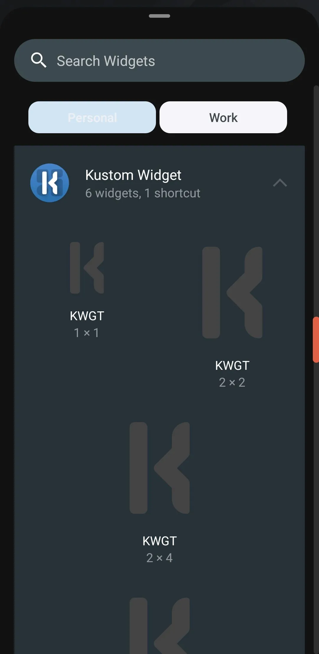 Widget tùy chỉnh tạo bởi KWGT hiển thị thời gian và thời tiết trên Android