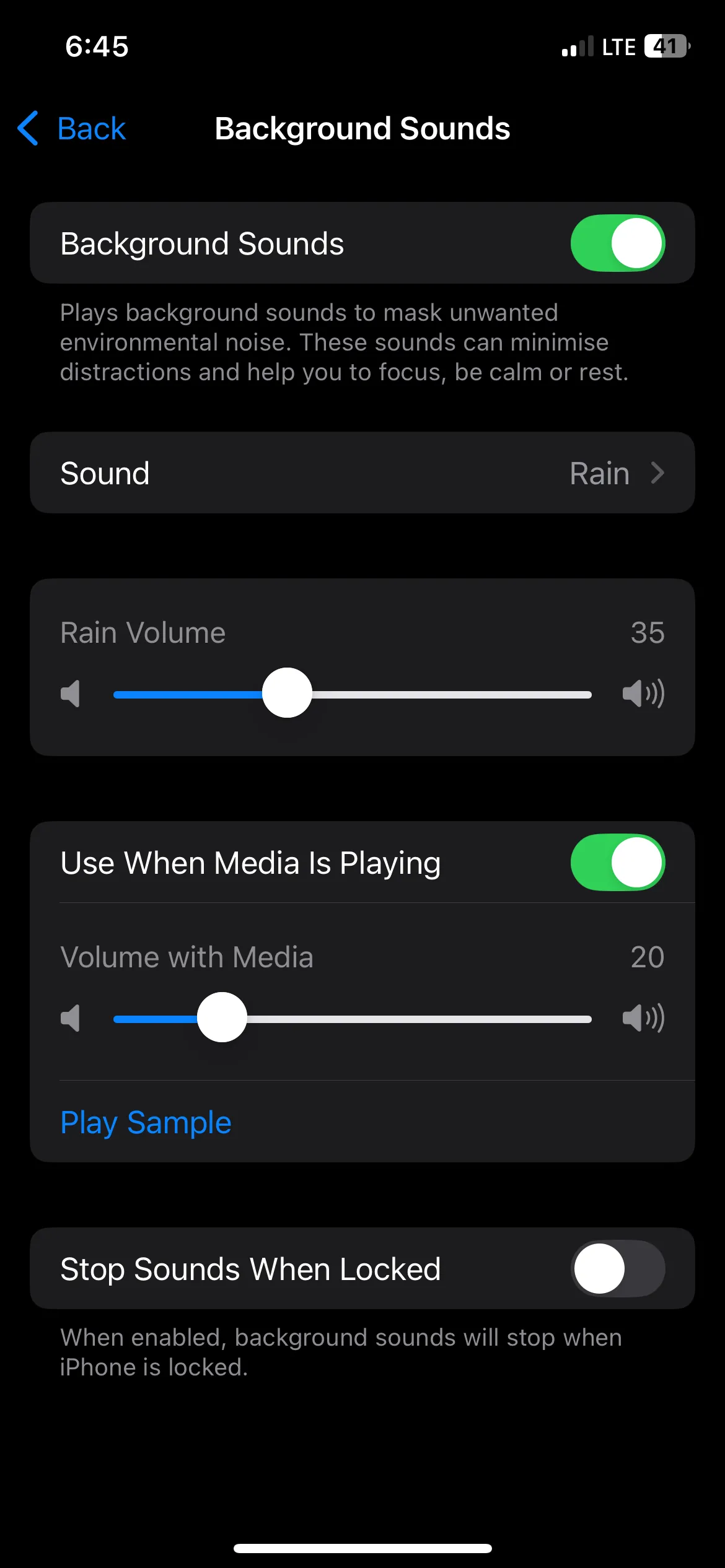 Bật Âm thanh nền mưa trên iPhone
