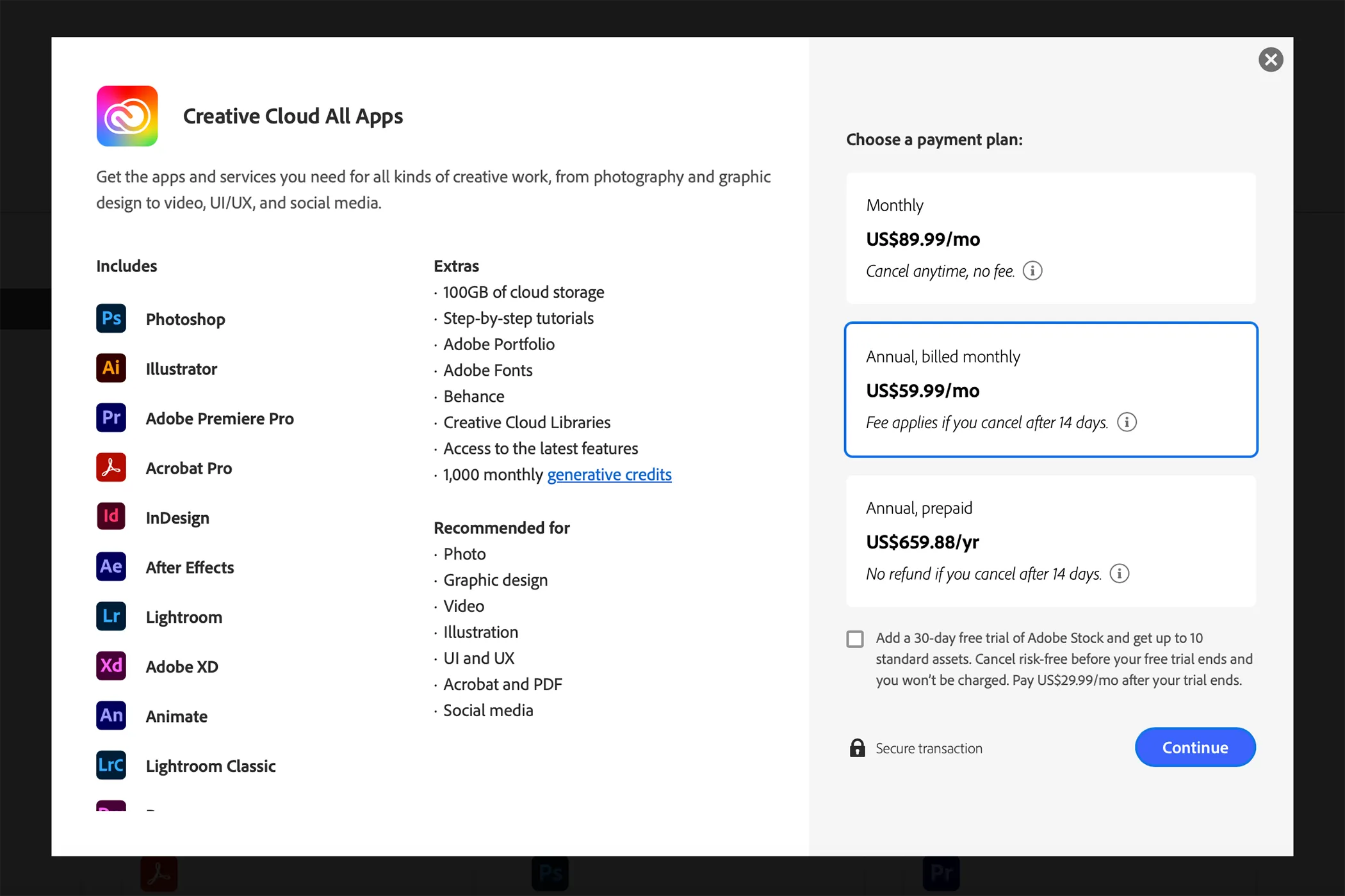 Biểu tượng gói Adobe Creative Cloud All Apps sắp bị ngừng cung cấp