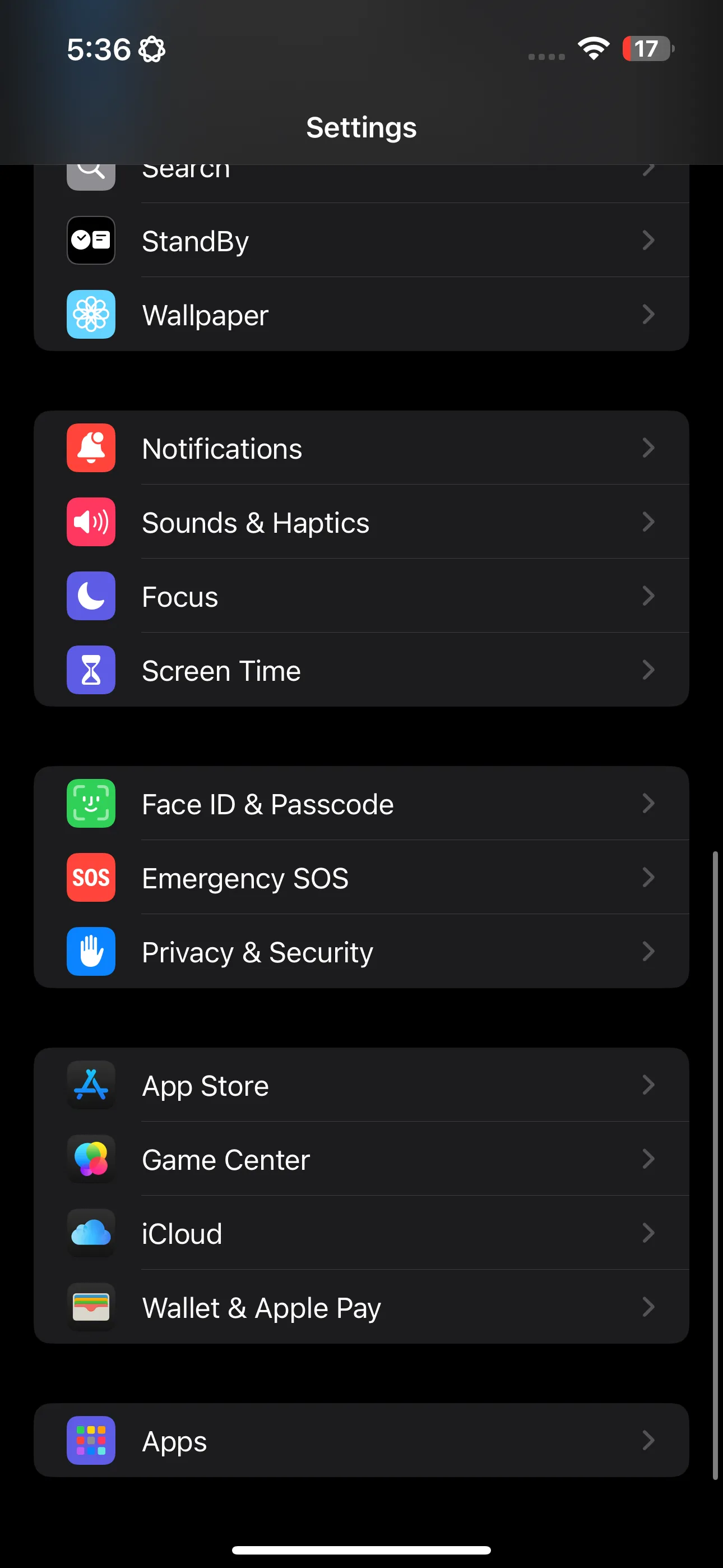 Biểu tượng ứng dụng Cài đặt (Settings) trên màn hình chính của iPhone.