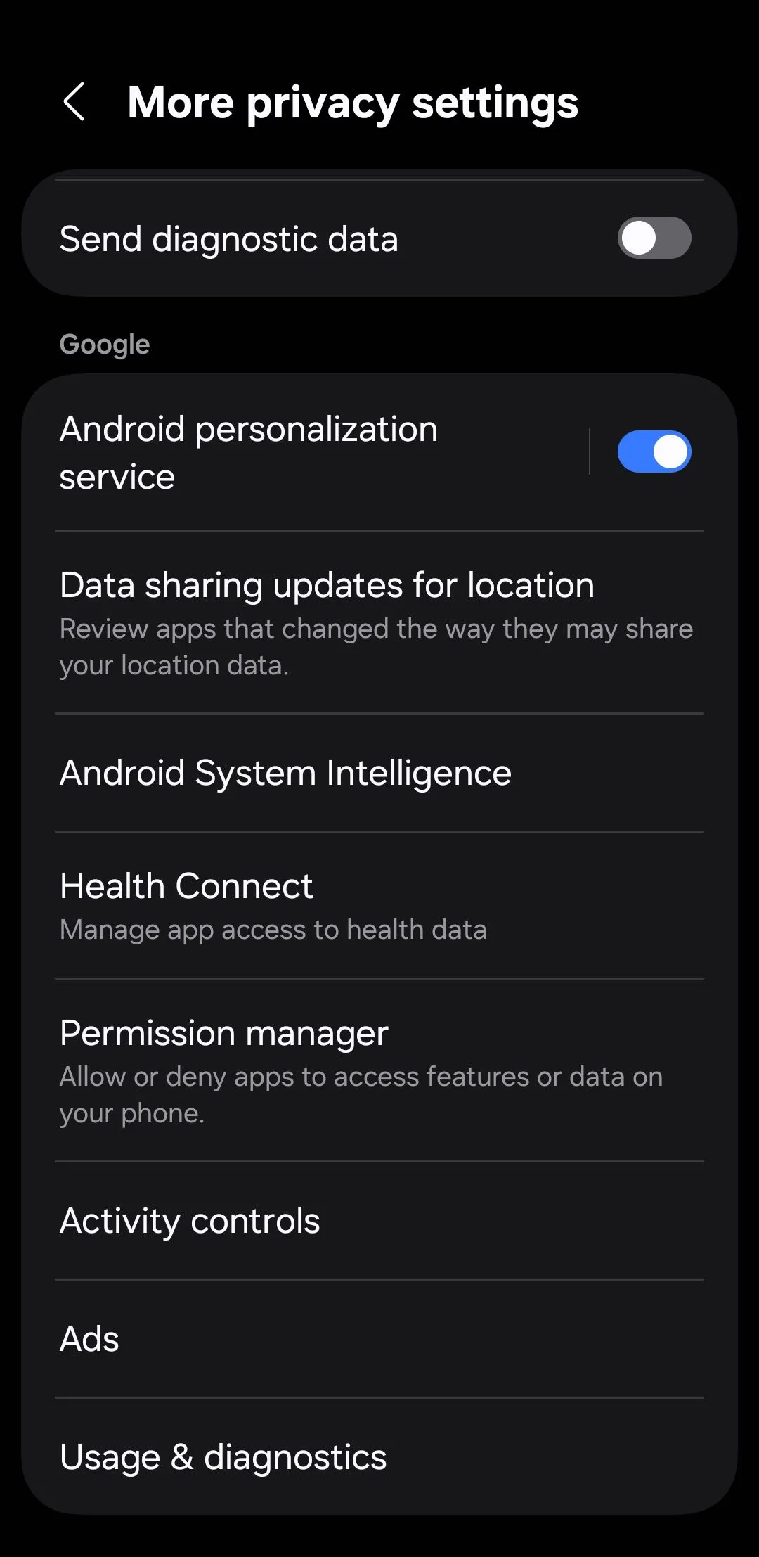 Cài đặt quyền riêng tư trên điện thoại Android, các tùy chọn liên quan đến quảng cáo