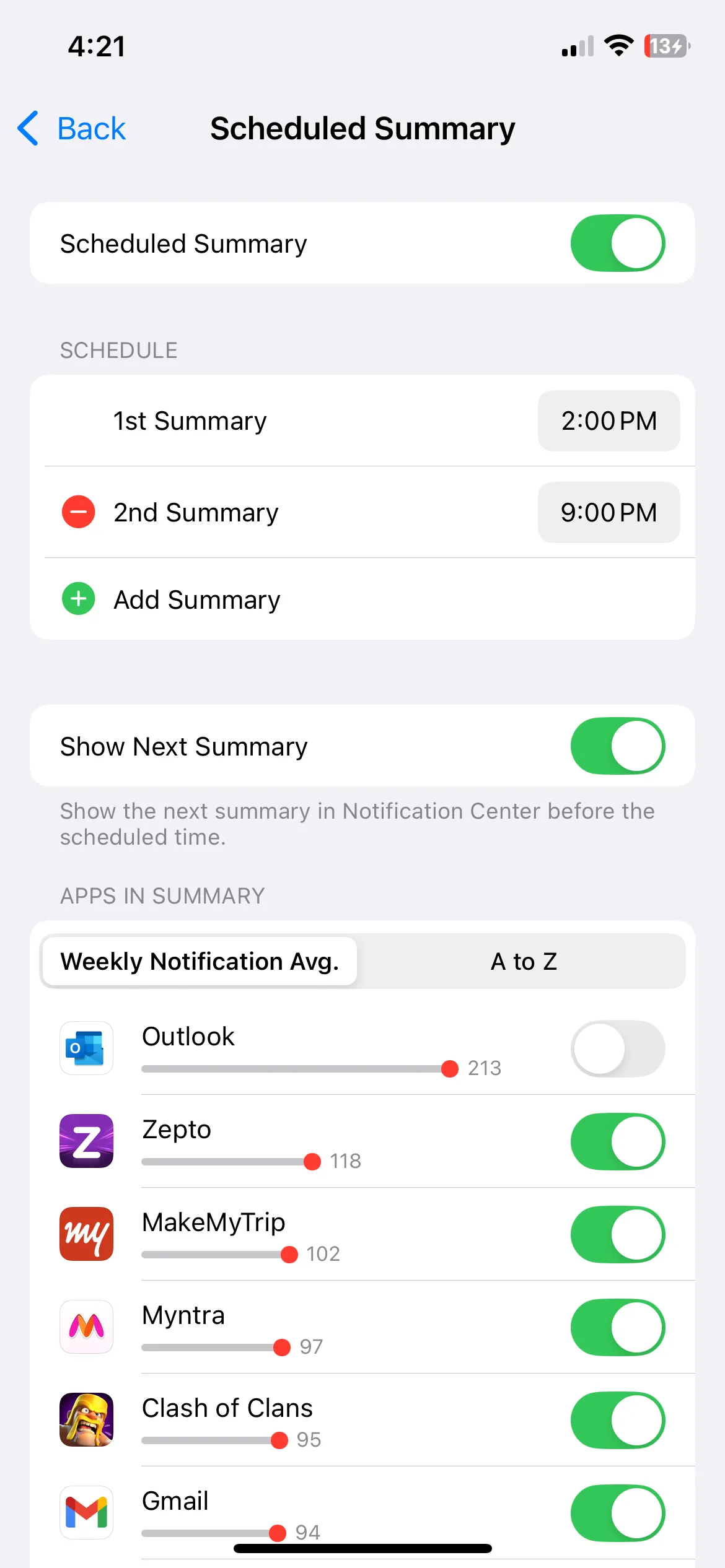 Cài đặt tóm tắt thông báo theo lịch trên iPhone