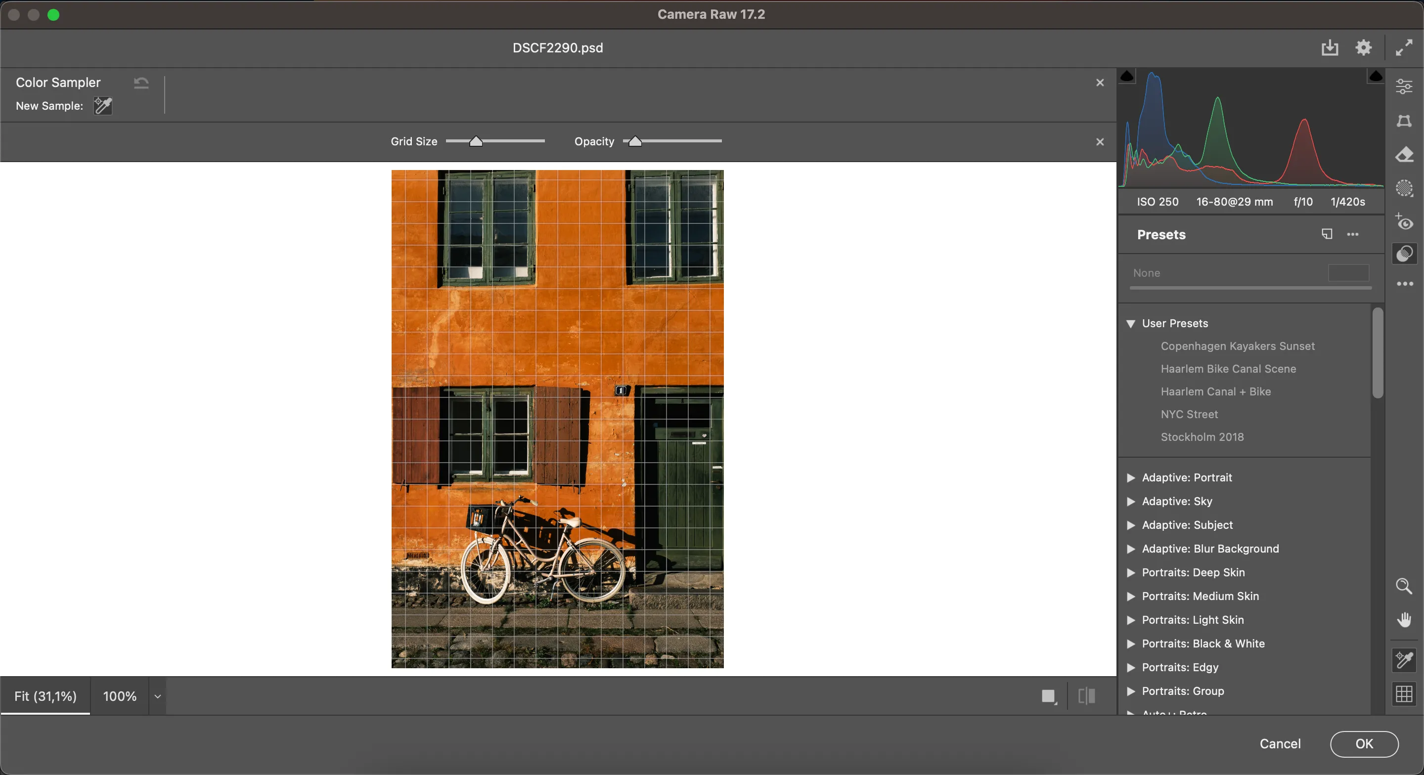 Cận cảnh khu vực điều chỉnh màu sắc và tông màu chuyên sâu trong Adobe Camera Raw.