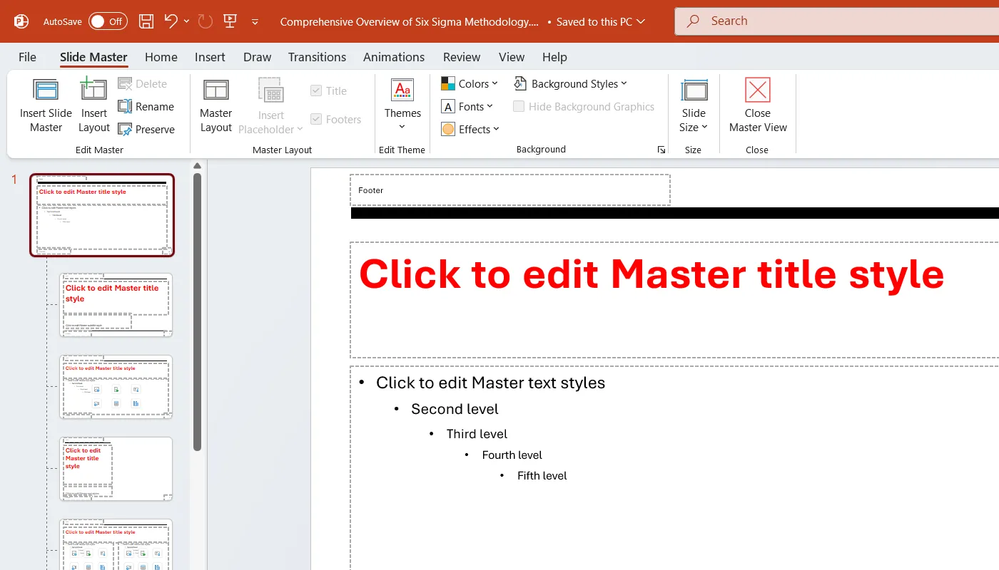 Chỉnh sửa Master Slide để áp dụng thay đổi đồng bộ trong PowerPoint.