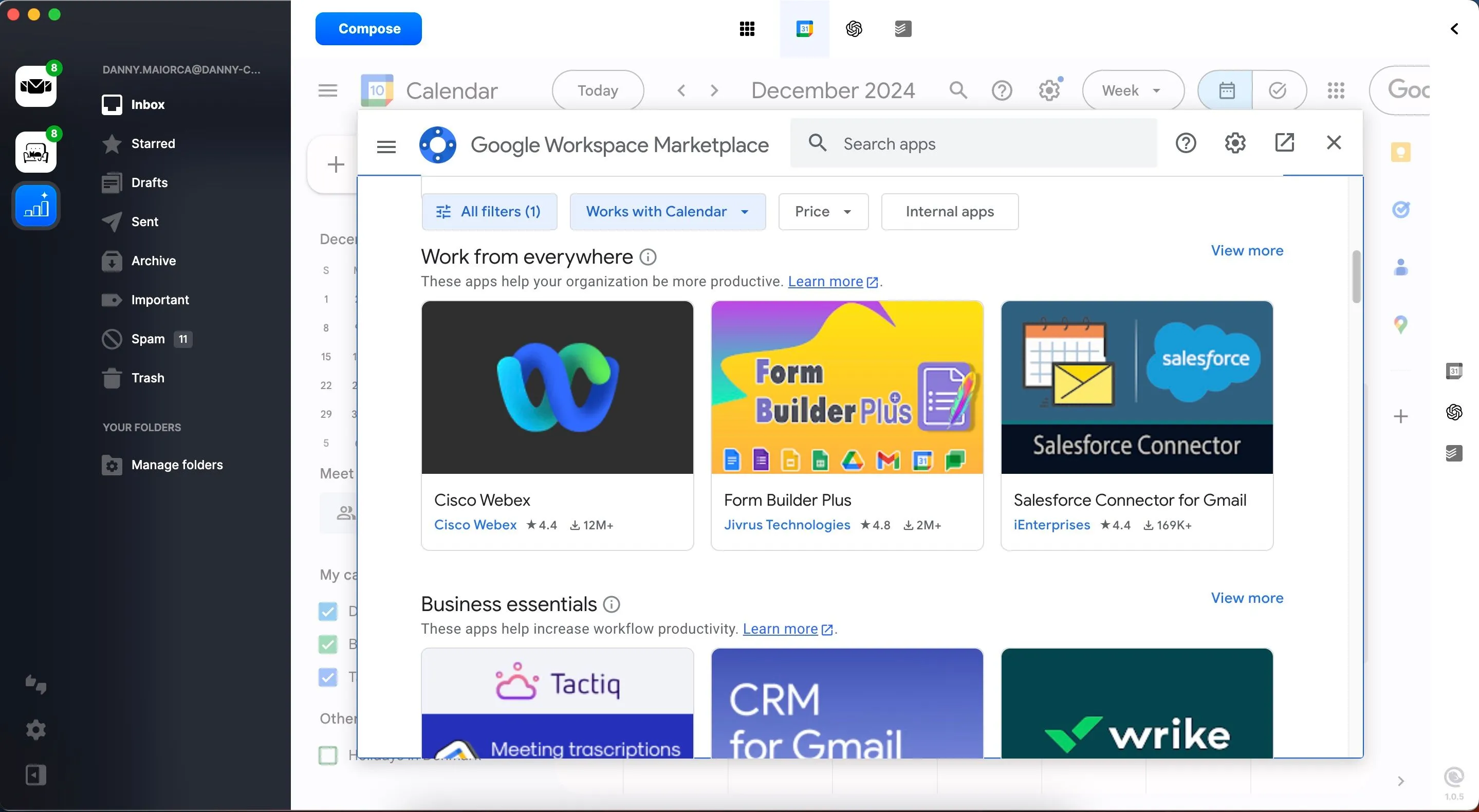 Chọn và thêm tiện ích mở rộng cho Google Calendar ngay trong Mailbird