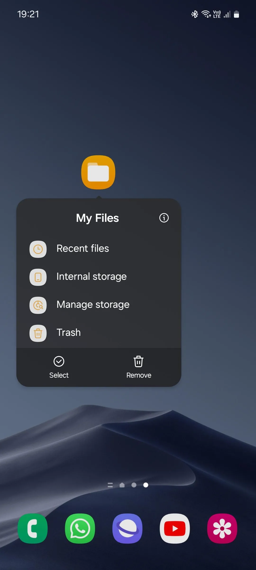 Danh sách các phím tắt ứng dụng Tệp của tôi (My Files) trên Samsung