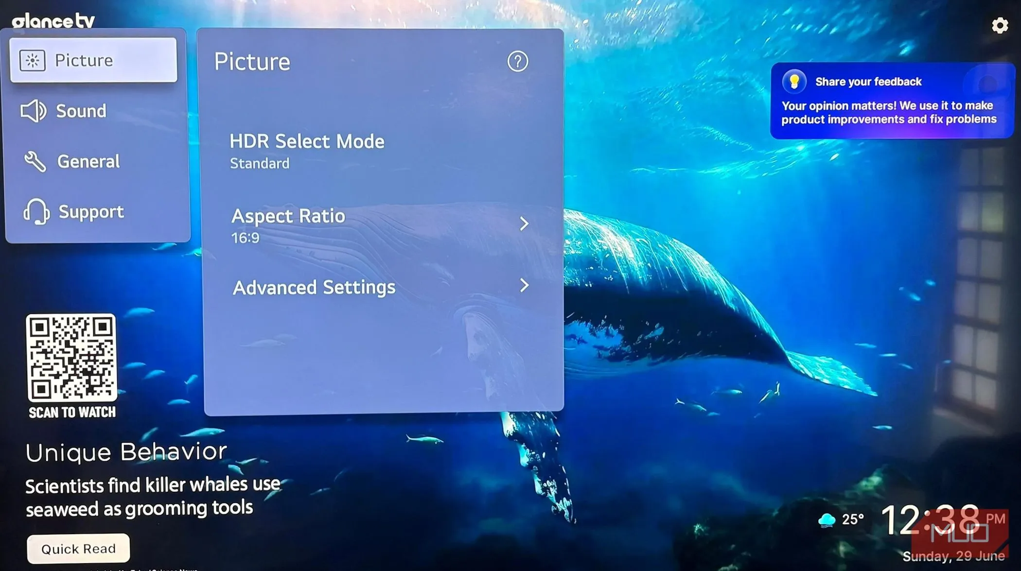 Giao diện cài đặt chế độ hình ảnh trên TV, hướng dẫn người dùng chọn chế độ tối ưu cho nội dung HDR.