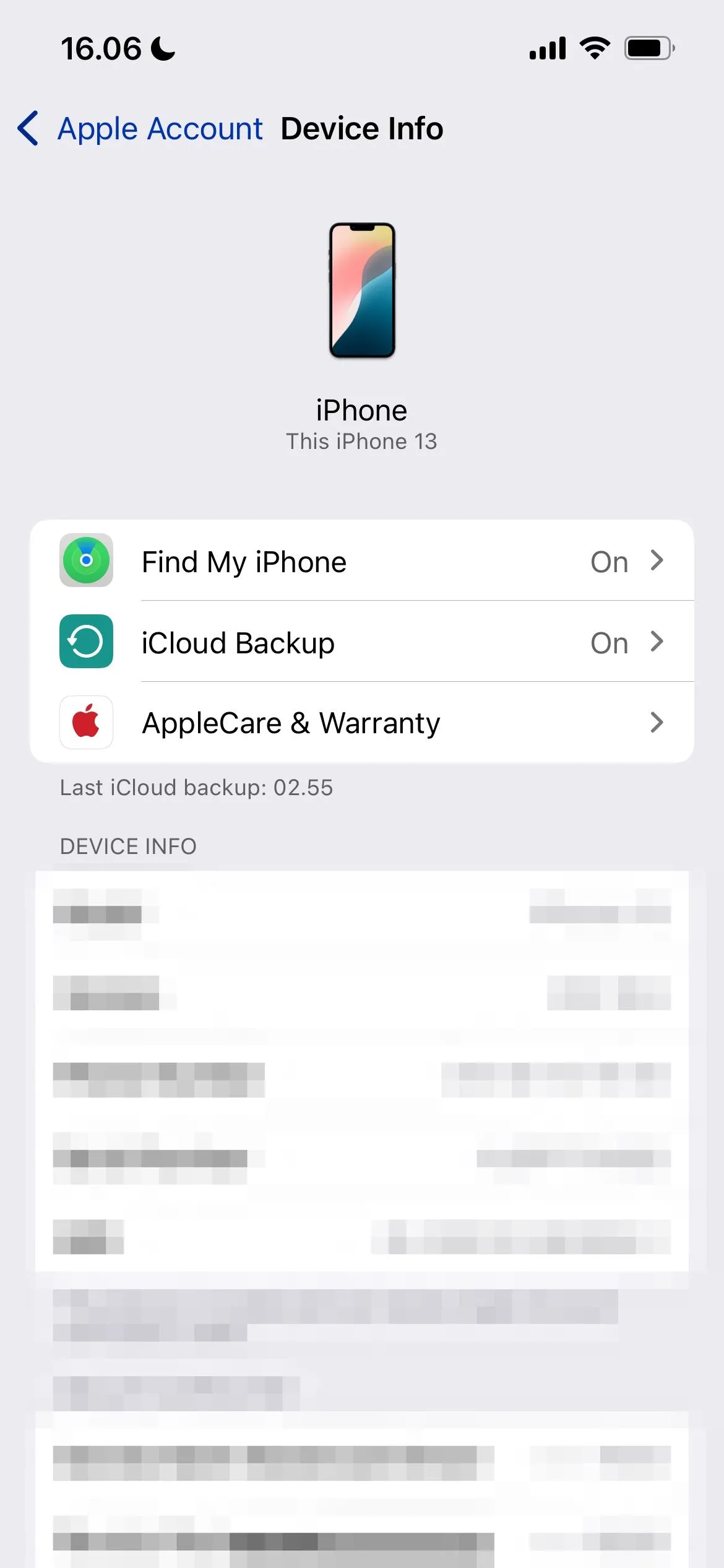 Giao diện cài đặt iCloud Backup trên iPhone, nơi quản lý sao lưu dữ liệu thiết bị.