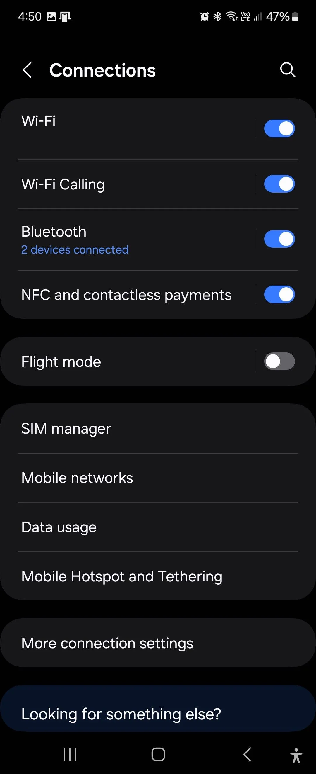 Giao diện cài đặt Kết nối (Connections) trên One UI 6.12 của điện thoại Samsung, hiển thị tùy chọn Wi-Fi để chia sẻ qua mã QR.