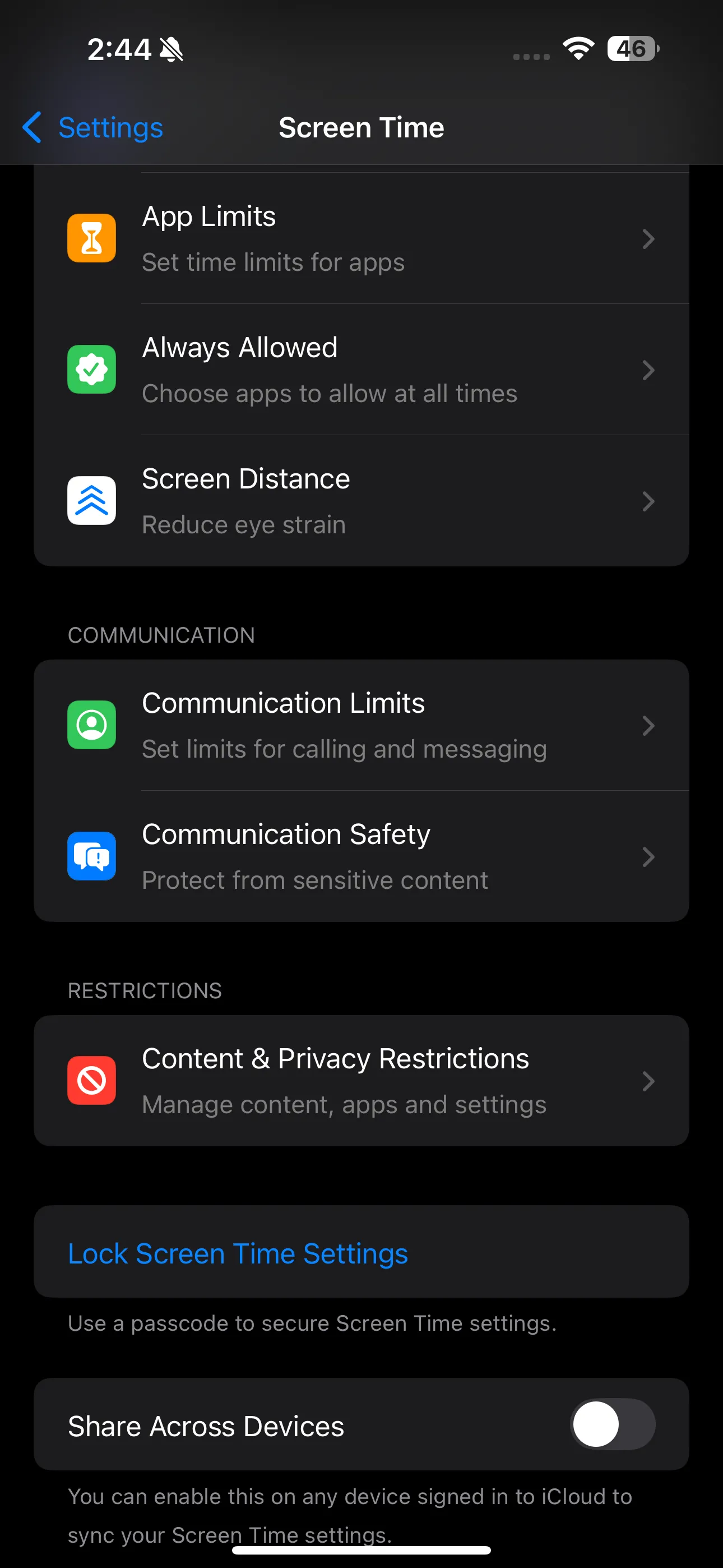 Giao diện cài đặt &quot;Thời gian sử dụng màn hình&quot; trên iPhone, hiển thị tùy chọn &quot;Luôn cho phép&quot; và &quot;Thời gian nghỉ&quot;.
