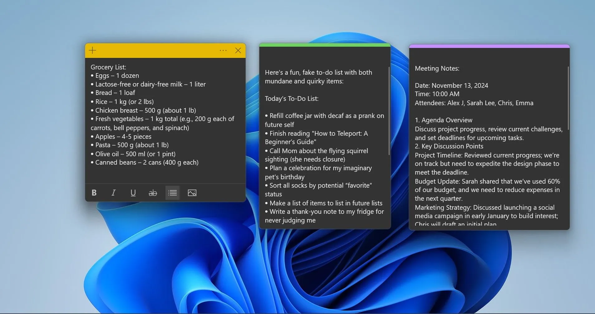 Giao diện của ứng dụng Sticky Notes truyền thống trên Windows, dùng để ghi chú nhanh