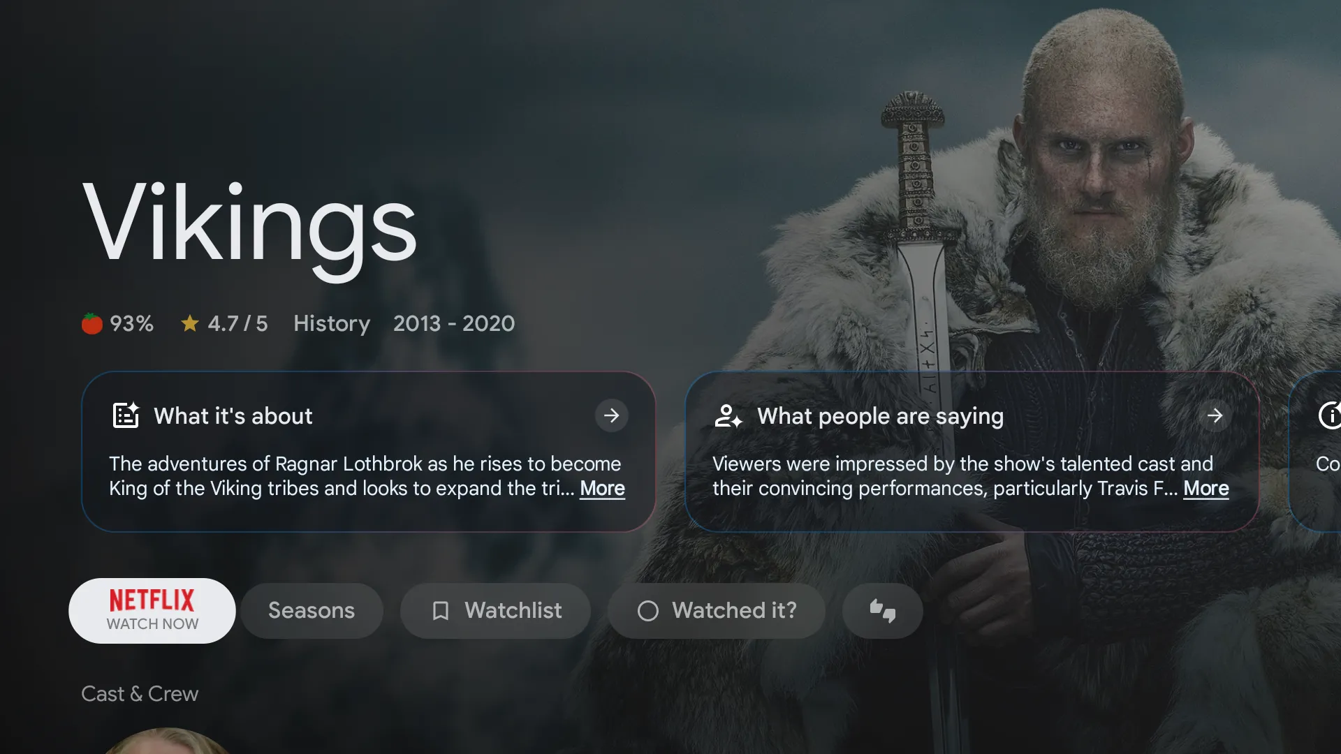 Giao diện Google TV với tính năng tìm kiếm nội dung đa nền tảng
