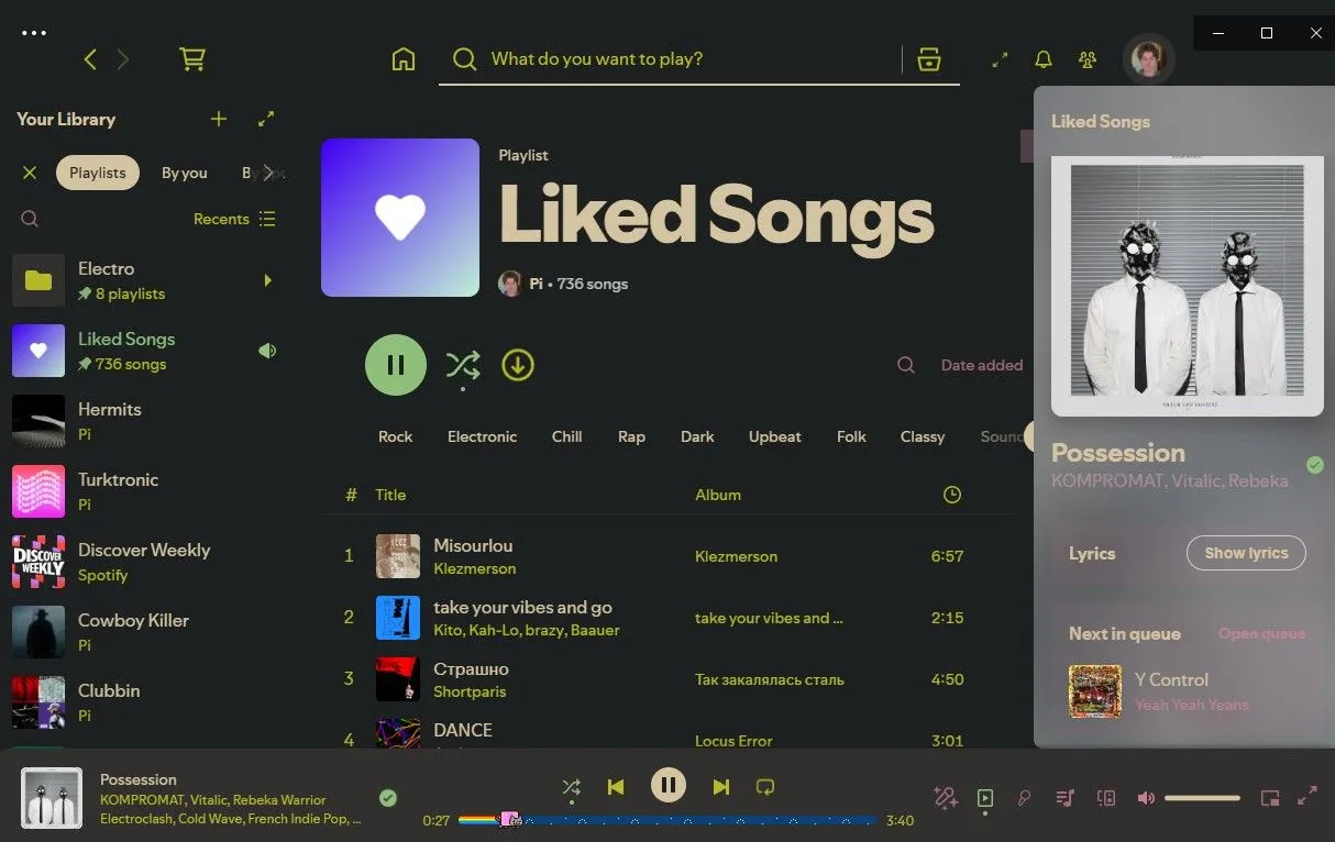 Giao diện Spotify đã được tùy biến với Spicetify trên Windows, hiển thị thanh tìm kiếm có hình Nyan Cat