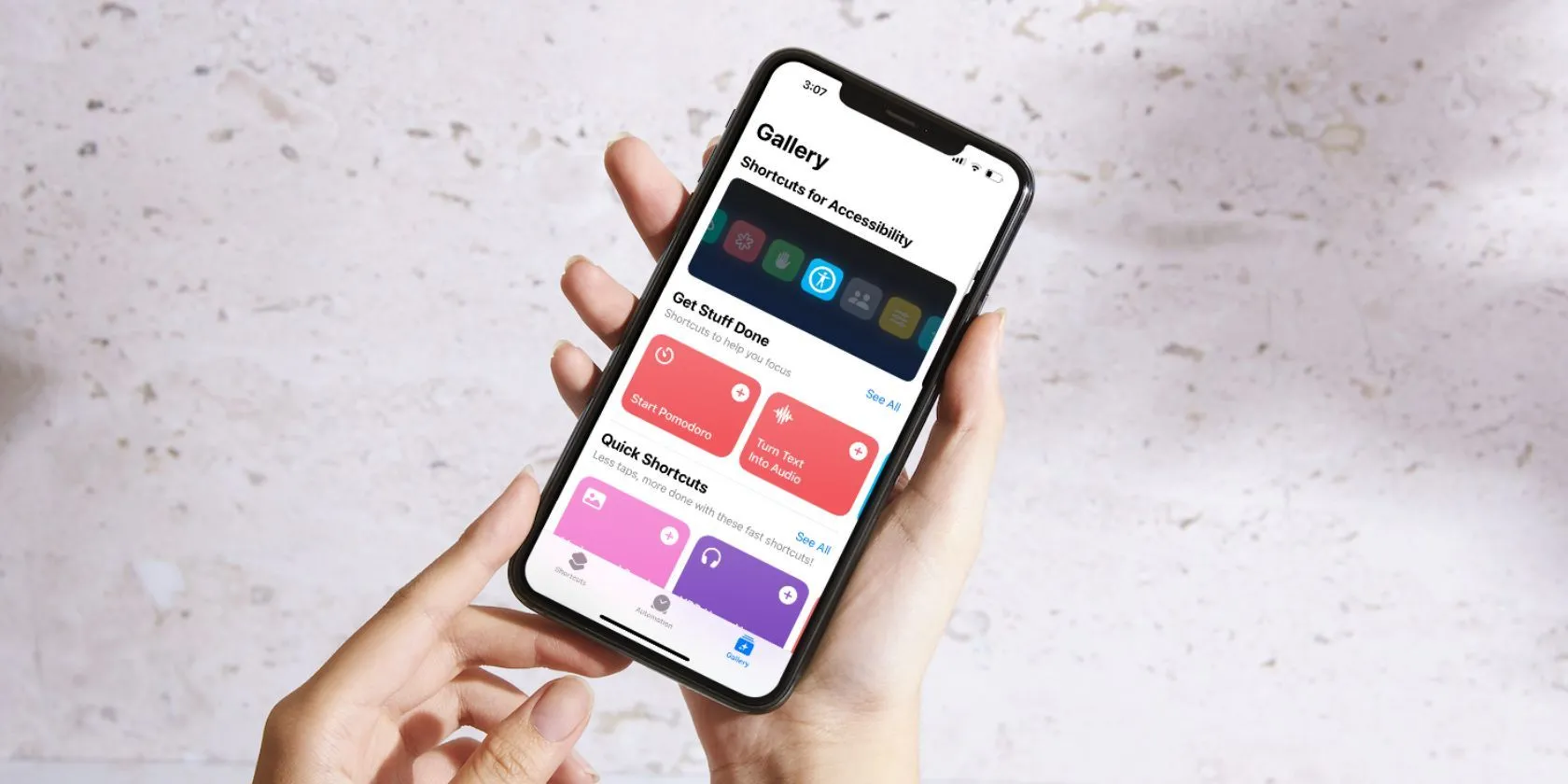 Giao diện ứng dụng Phím tắt trên iPhone hiển thị danh sách các phím tắt đã cài đặt.