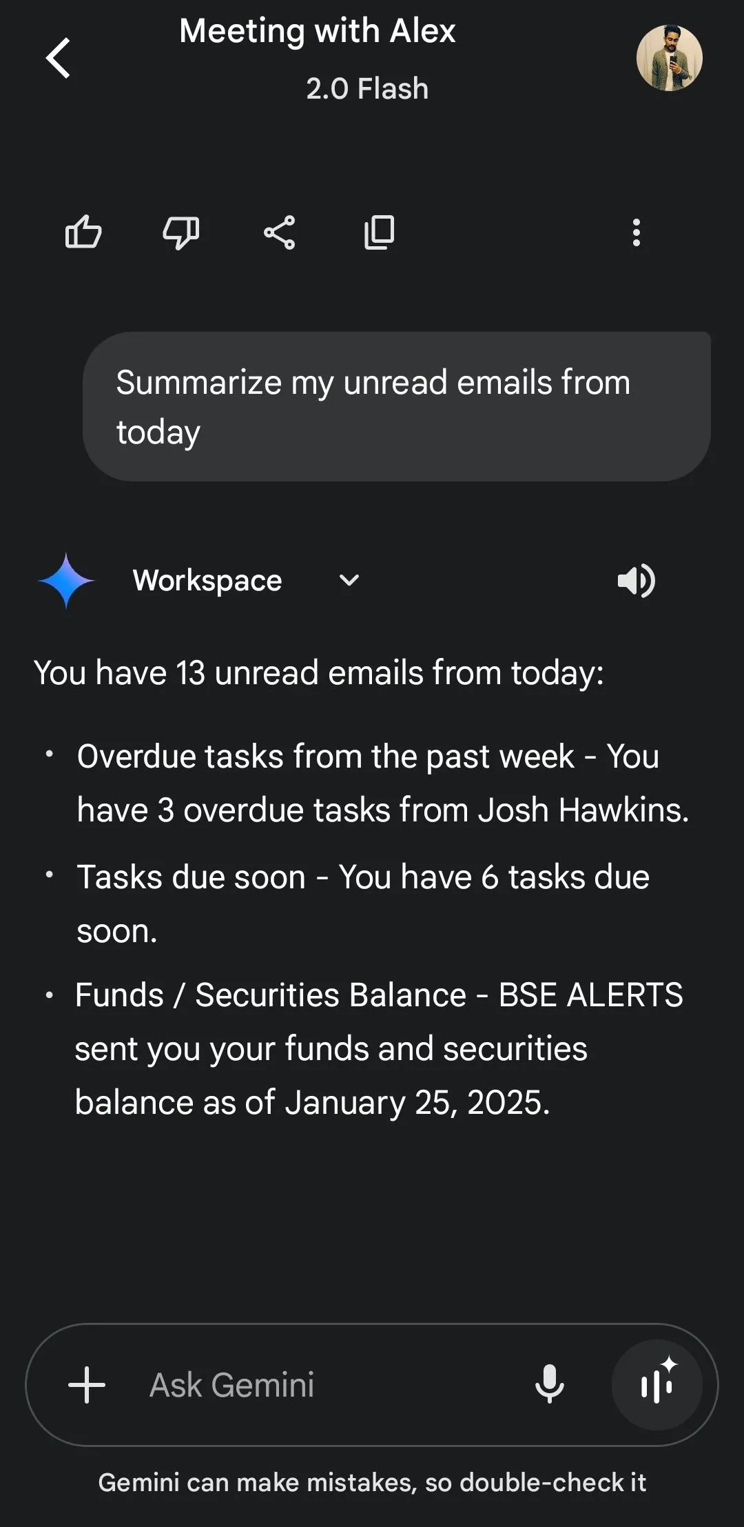 Google Gemini tóm tắt email chưa đọc từ Gmail