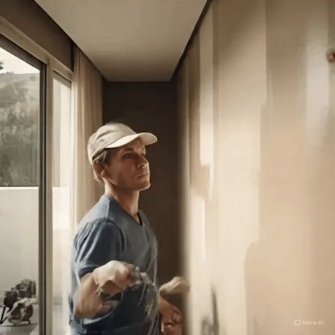 Hoạt ảnh GIF của một người đàn ông đang lăn sơn lên tường