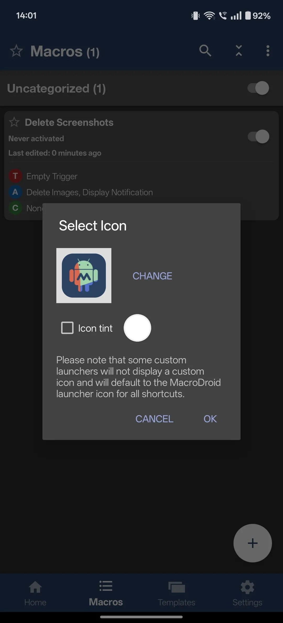 Hướng dẫn tạo lối tắt nhanh cho MacroDroid trên màn hình chính Android.