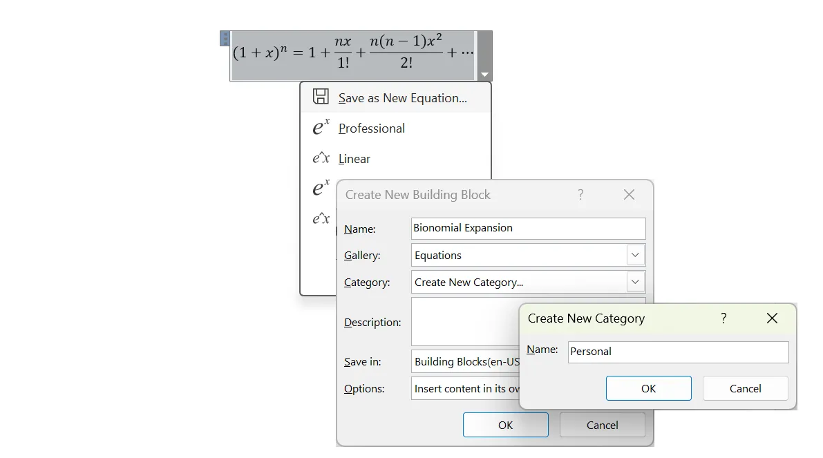 Lưu một công thức toán học tùy chỉnh làm mẫu trong Microsoft Word để sử dụng lại
