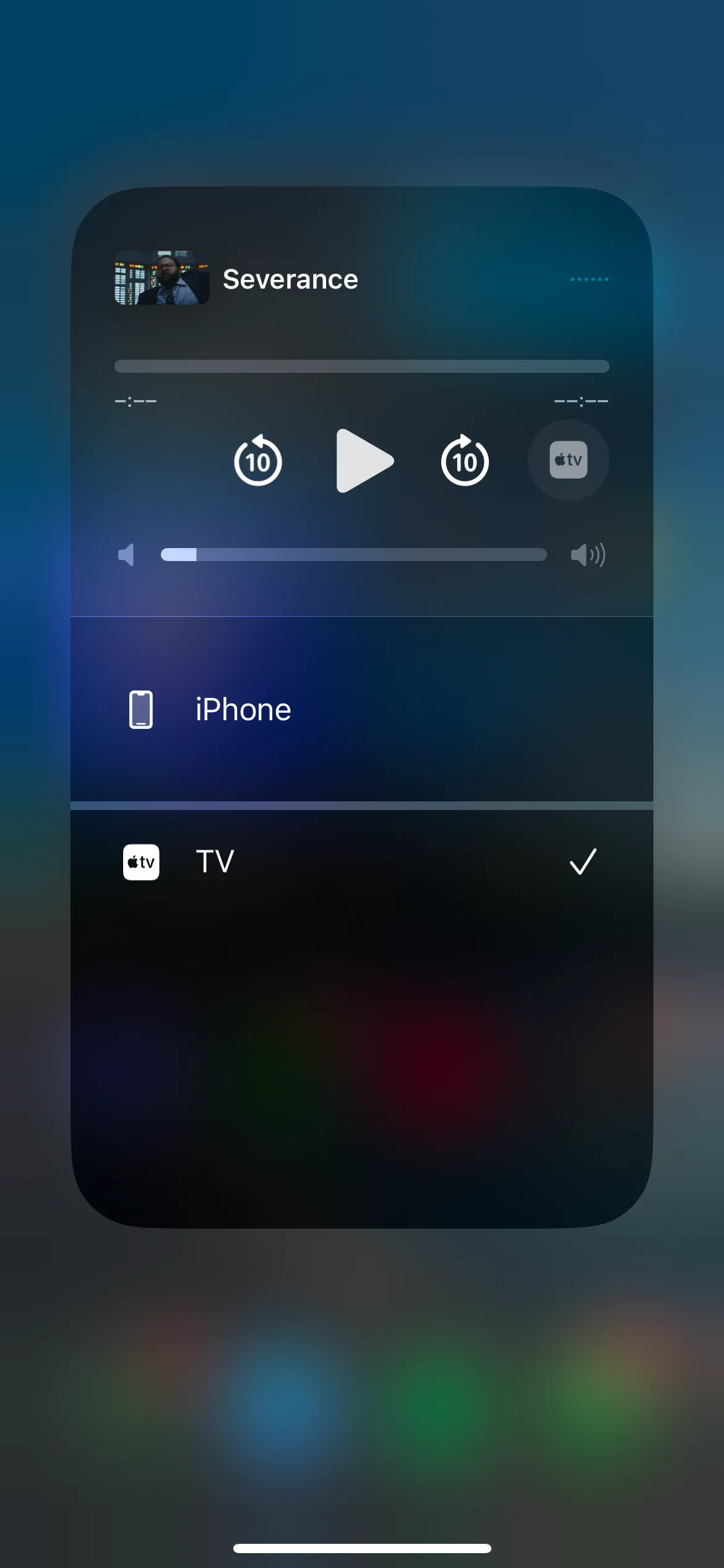 Màn hình AirPlay trong Trung tâm điều khiển iOS, hiển thị tùy chọn phát nội dung từ iPhone lên Apple TV