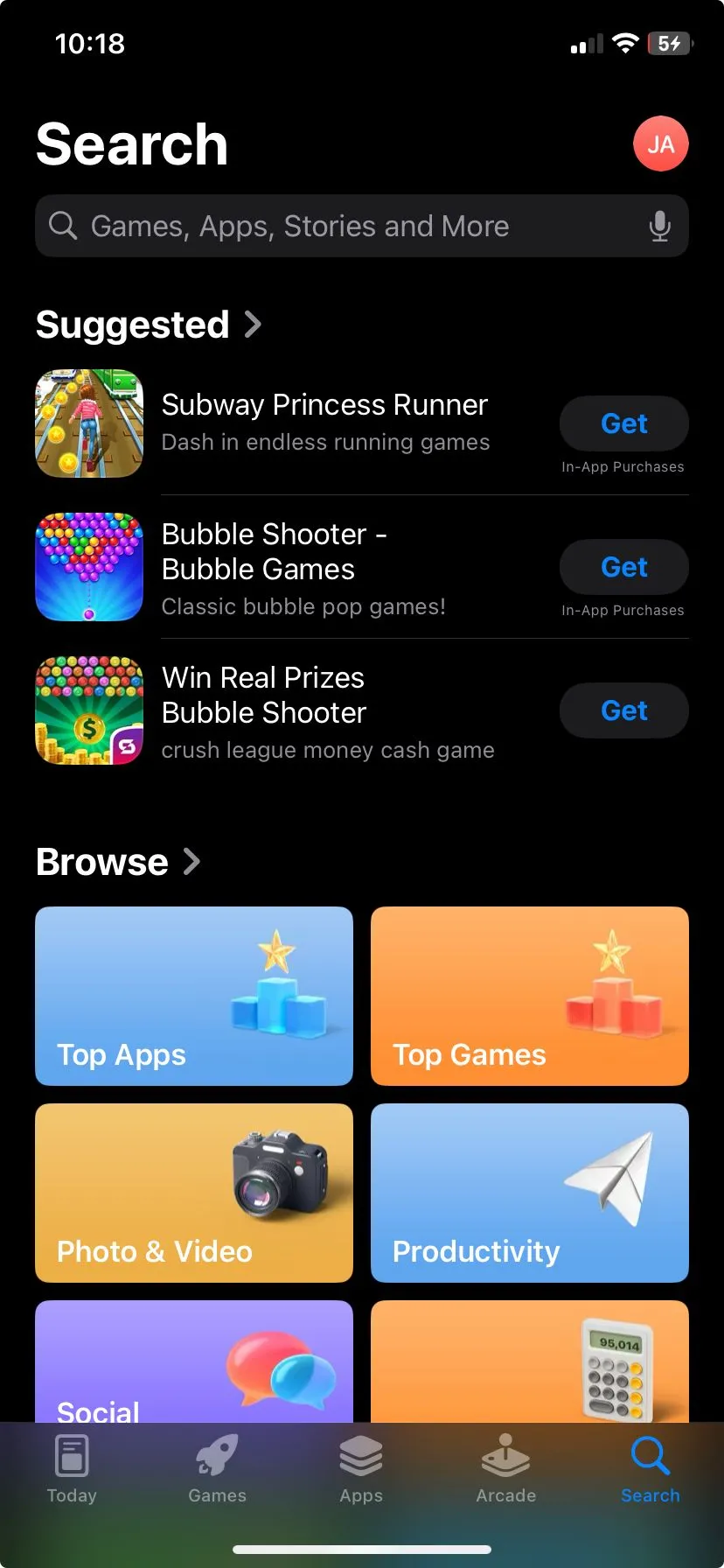 Màn hình Apple App Store với các ứng dụng được đề xuất và tùy chọn duyệt