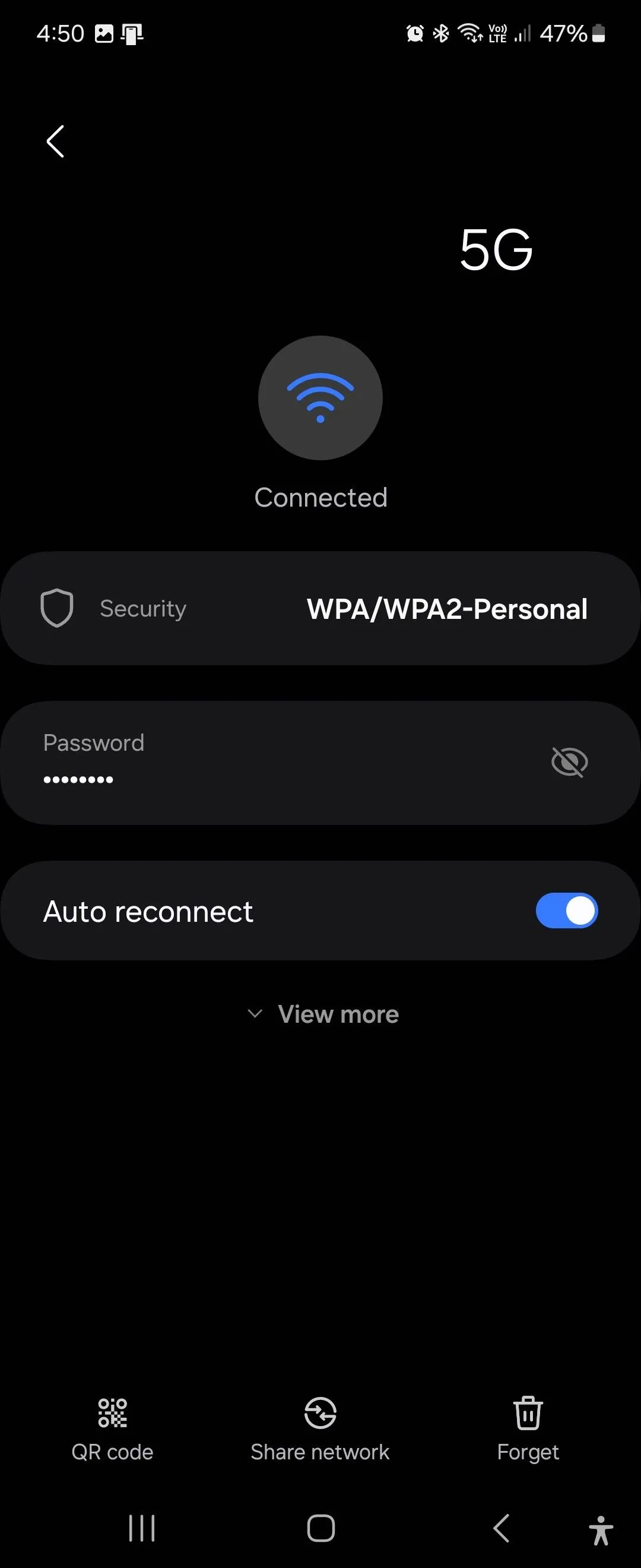 Màn hình cài đặt mạng Wi-Fi trên One UI 6.1 của Samsung, với biểu tượng mã QR để chia sẻ kết nối Wi-Fi nhanh chóng.