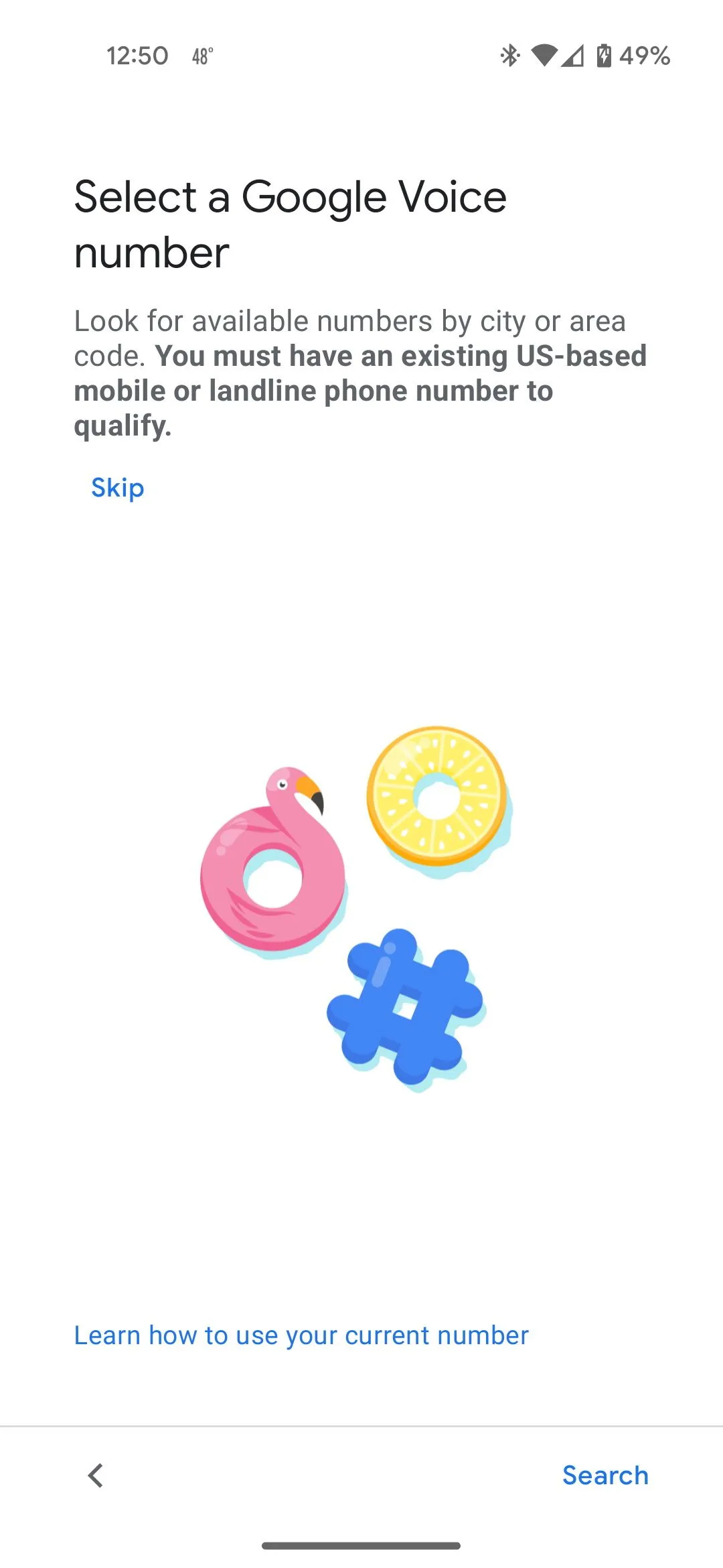 Màn hình chọn số Google Voice mới trong ứng dụng Google Voice