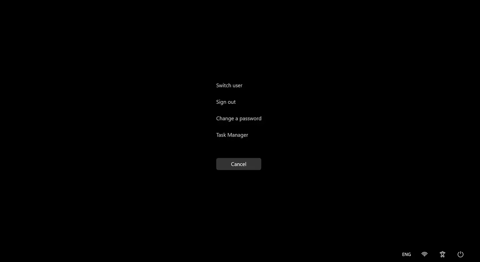 Menu bảo mật Ctrl+Alt+Delete trong Windows 11