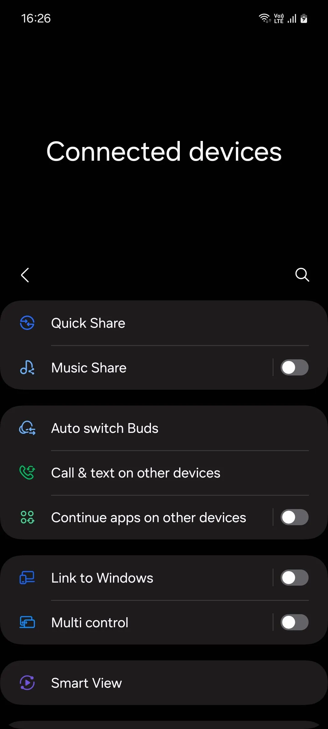 Menu &quot;Thiết bị đã kết nối&quot; trong Cài đặt One UI của Samsung